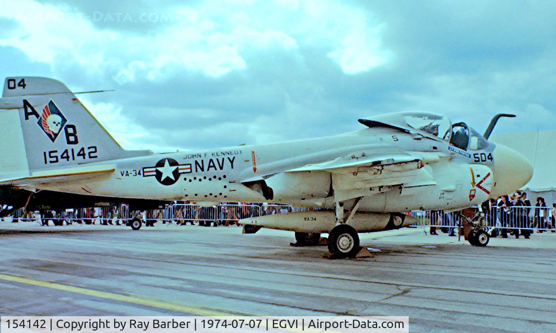 154142, Grumman A-6E Intruder C/N I-277, Grumman A-6E Intruder [I-277] (United States Navy) RAF Greenham Common~G 07/07/1974. From a slide.