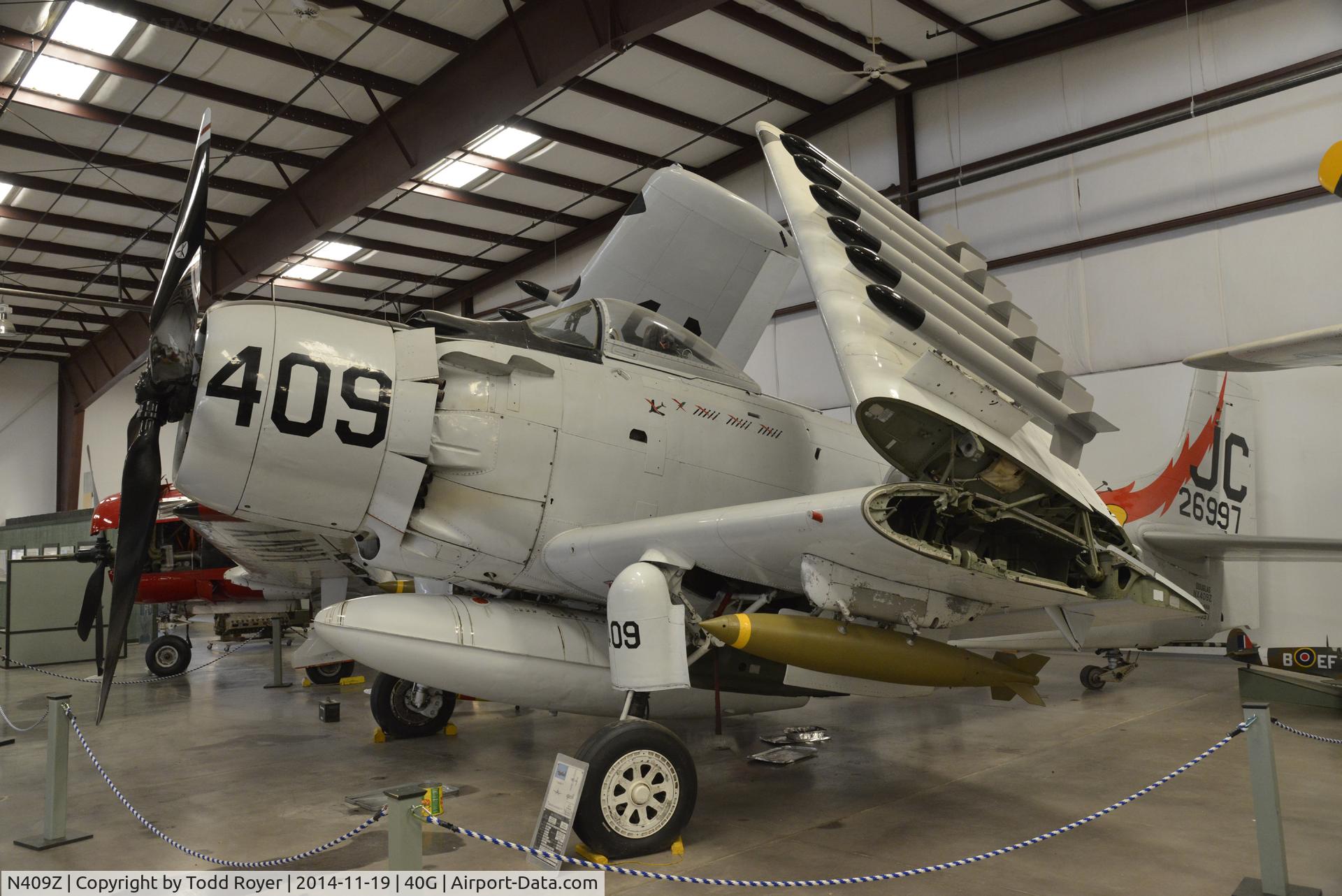 N409Z, Douglas AD-4N Skyraider C/N 7797, On display at the Planes of Fame Valle location