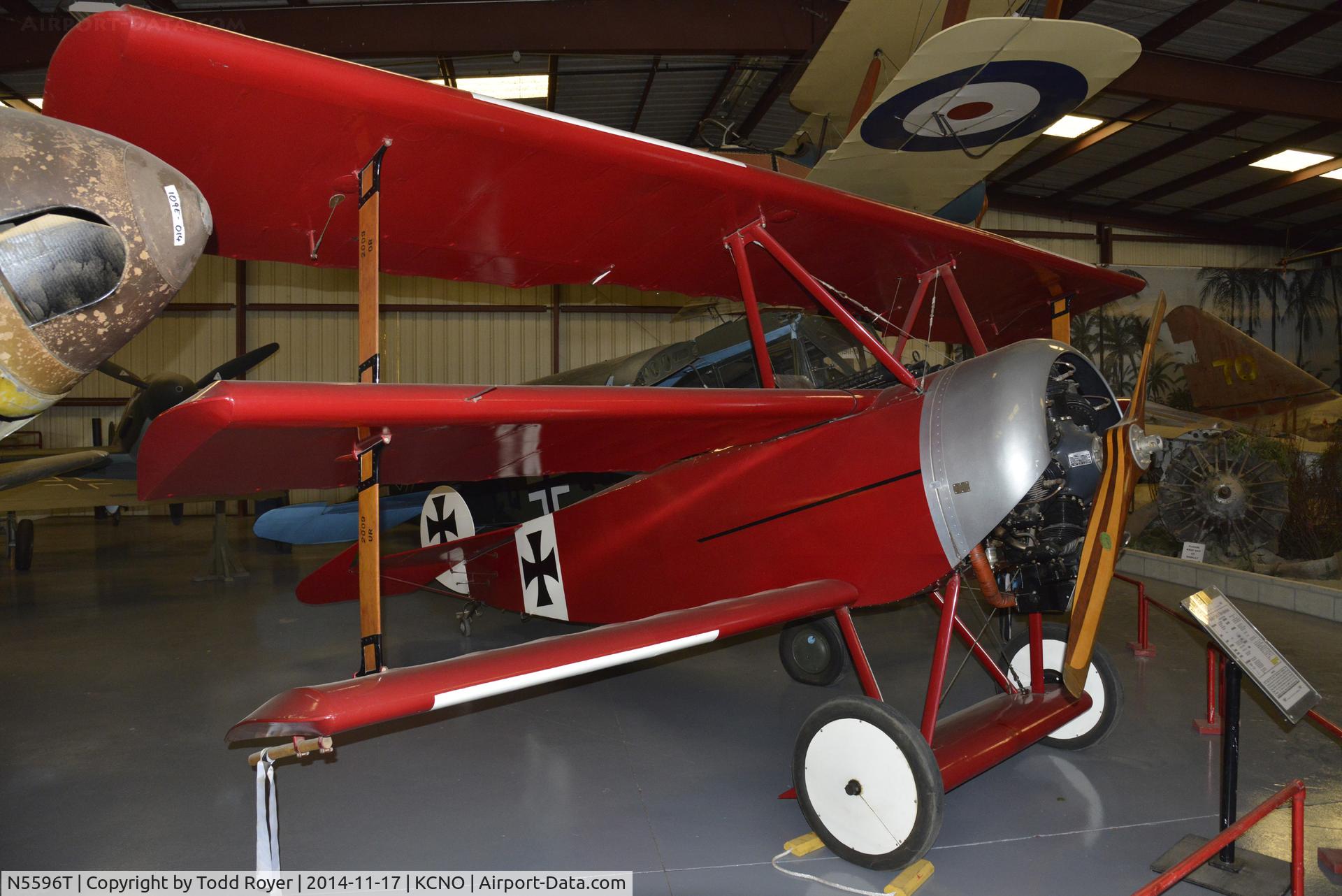 N5596T, 1980 Fokker Dr.1 Triplane Replica C/N DH-1, On display at the Planes of Fame Chino location