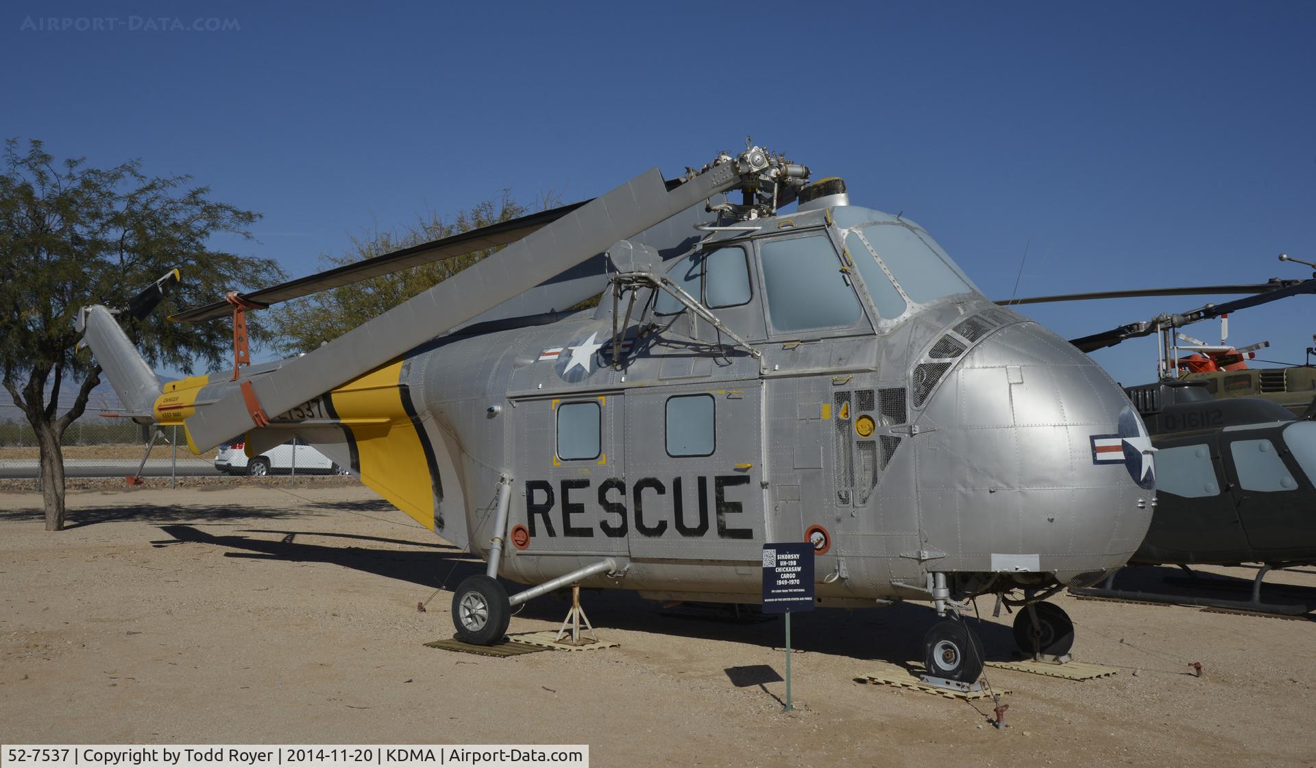 52-7537, 1952 Sikorsky UH-19B Chickasaw C/N 55-640, On Display at the Pima Air and Space Museum