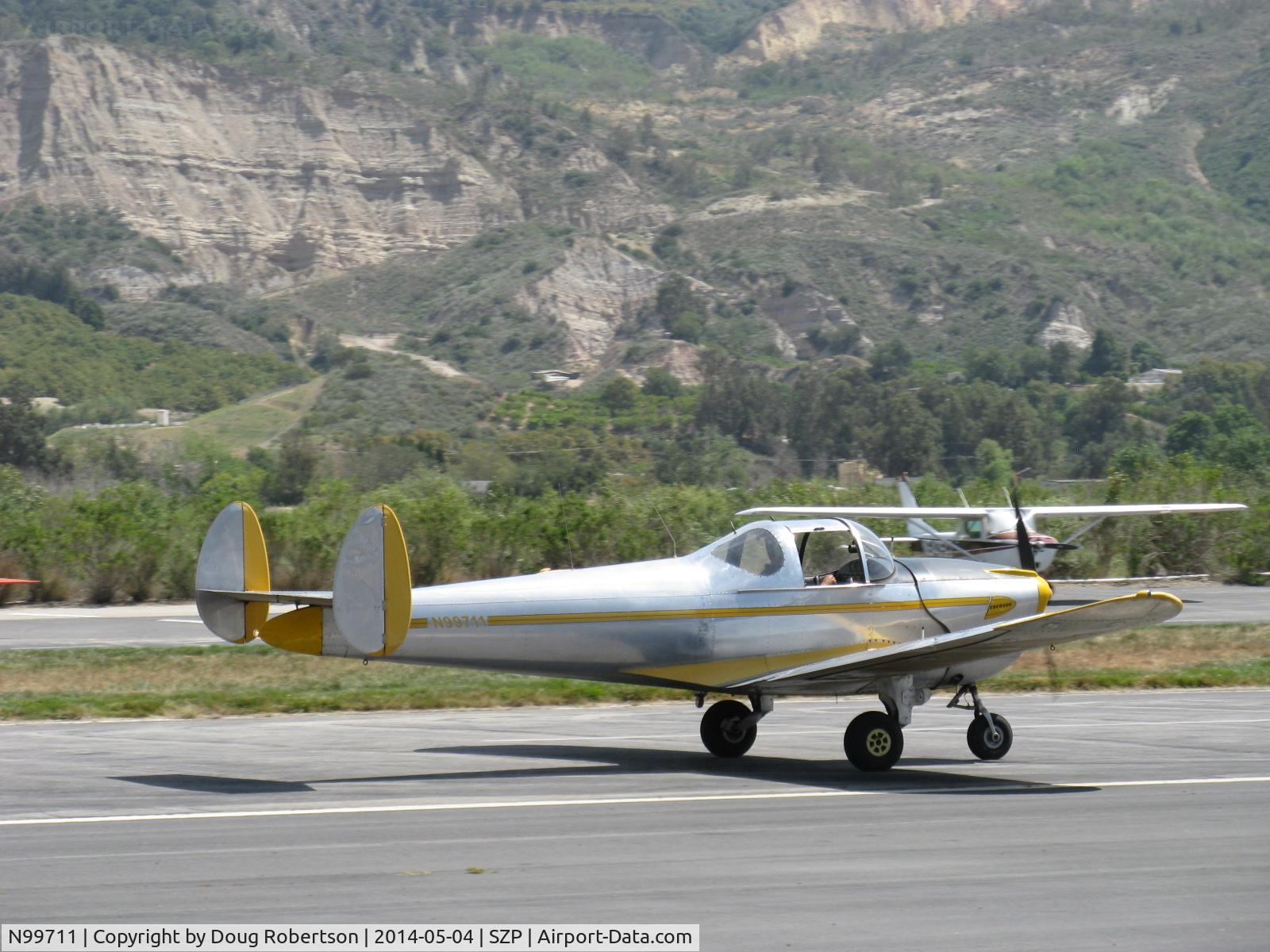 N99711, 1946 Erco 415D Ercoupe C/N 2334, 1946 ERCO Ercoupe 415-D, Continental O-200 100 Hp upgrade, landing roll Rwy 22