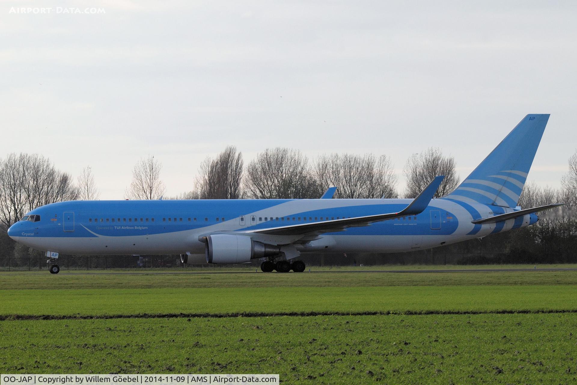 OO-JAP, 2001 Boeing 767-38E/ER C/N 30840, Taxi to the gate of Schiphol Airport