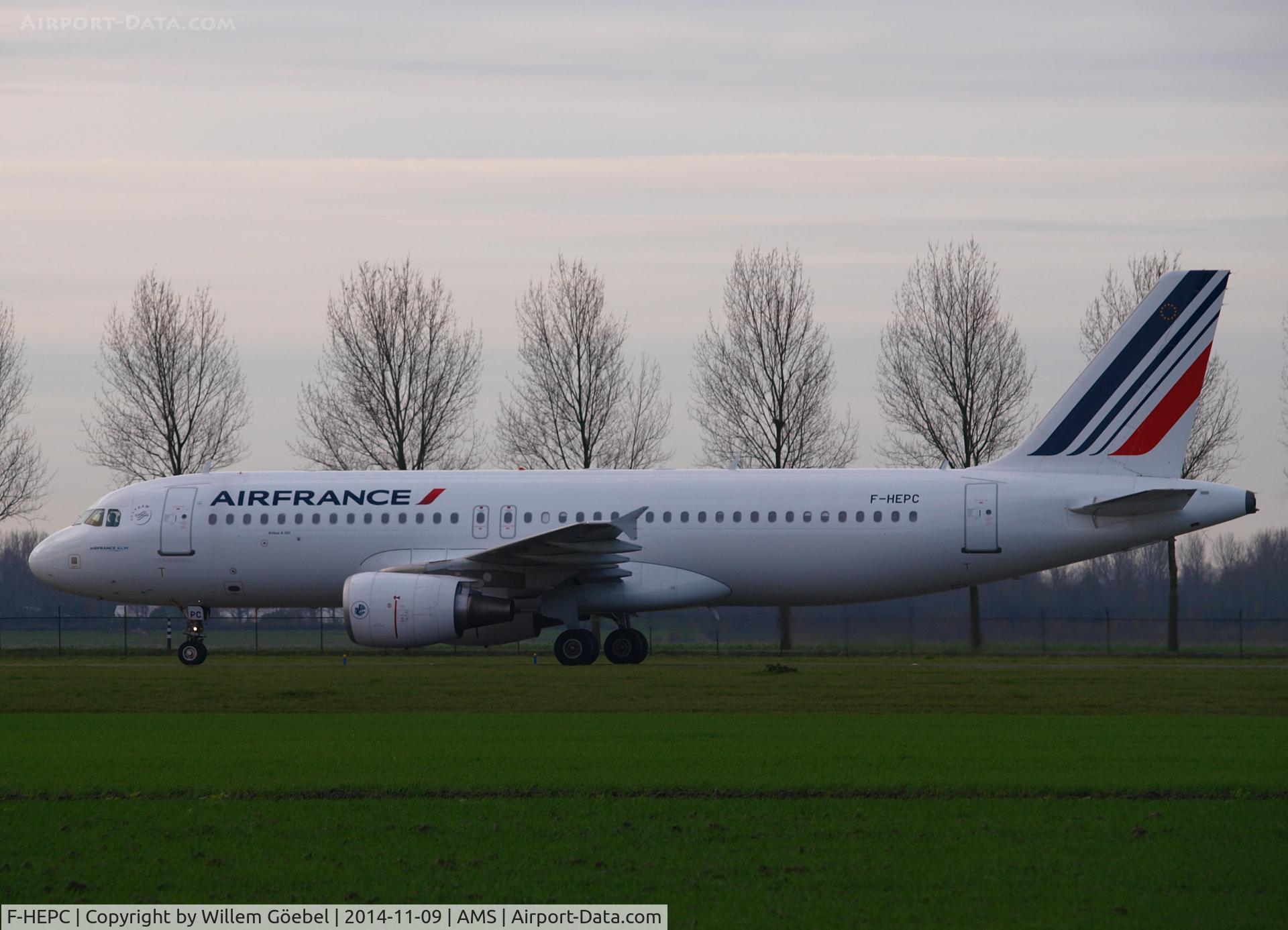F-HEPC, 2010 Airbus A320-214 C/N 4267, Taxi to the gate of Schiphol Airport