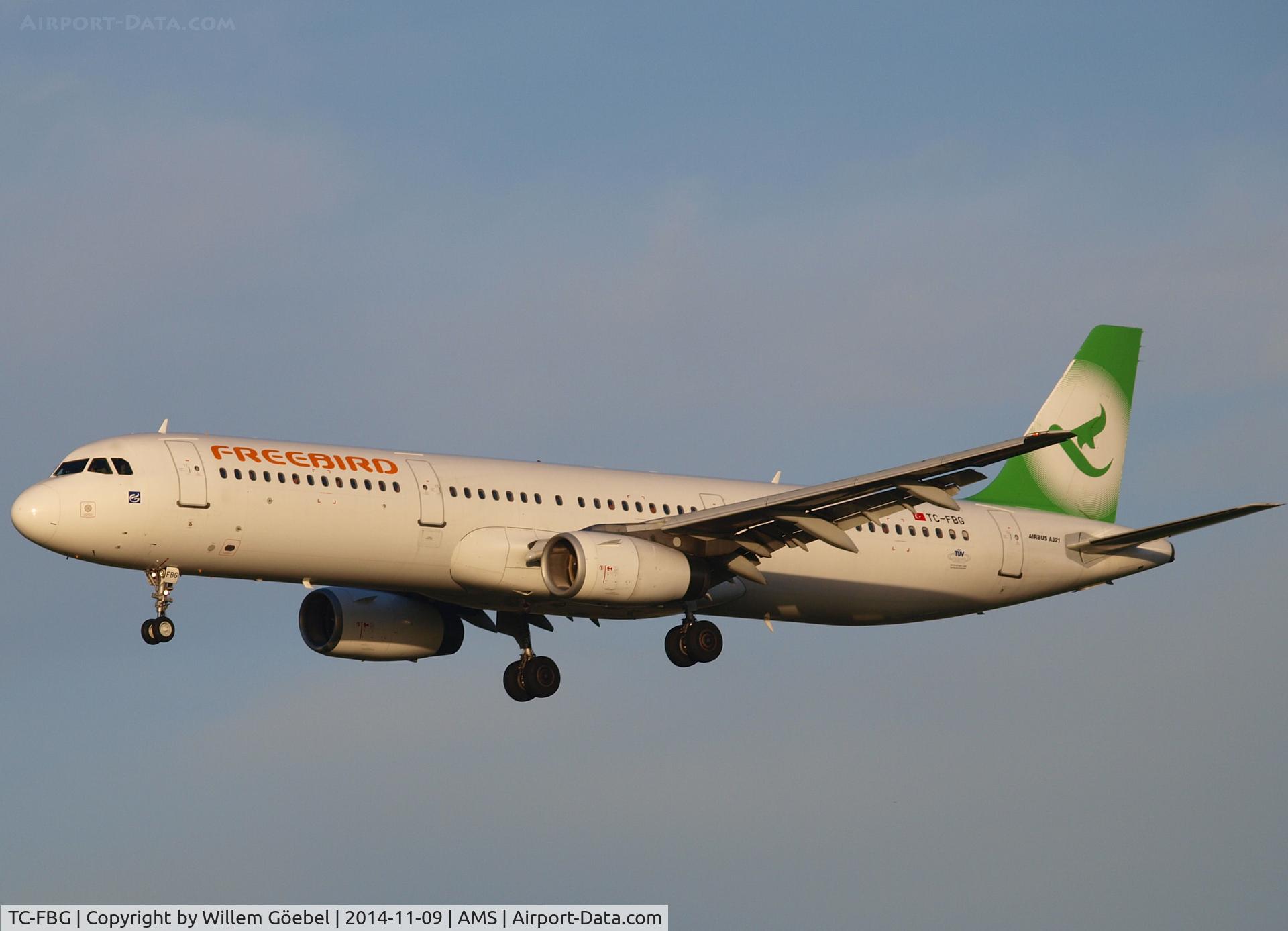 TC-FBG, 1998 Airbus A321-131 C/N 771, Landing on runway 18C of Schiphol Airport