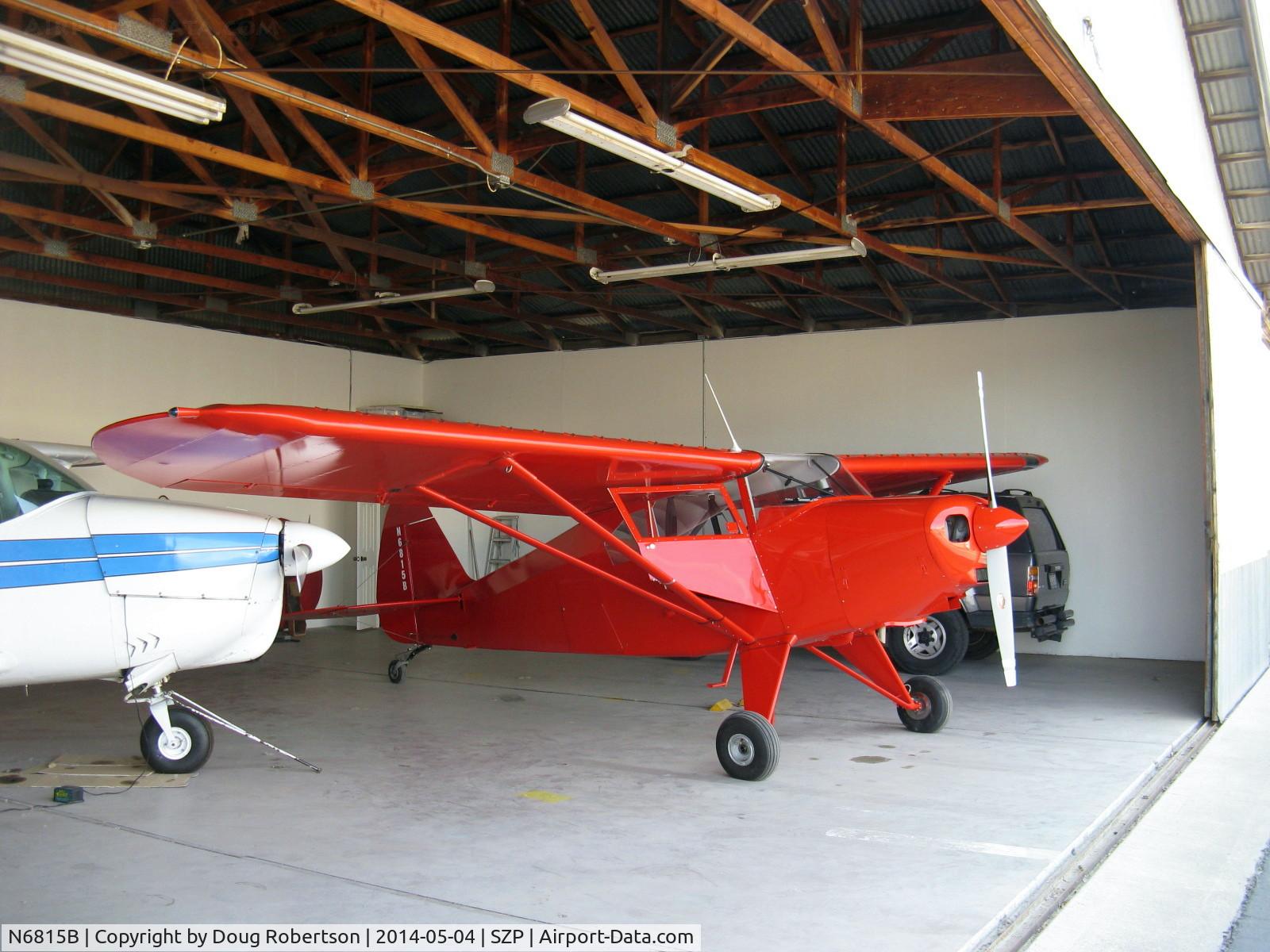 N6815B, 1956 Piper PA-22-150 C/N 22-4111, 1956 Piper PA-22-150 TRI-PACER conversion to taildragger, Lycoming 0-320 150 Hp, in hangar
