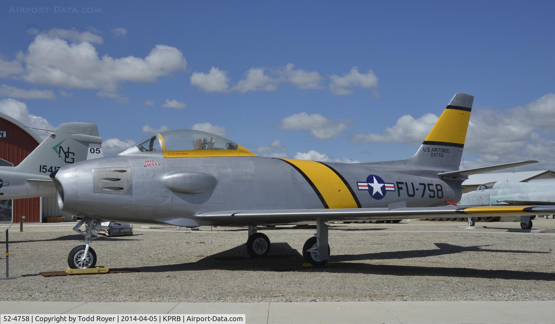 52-4758, North American RF-86F Sabre C/N 191-454, At the Estrella Air Museum