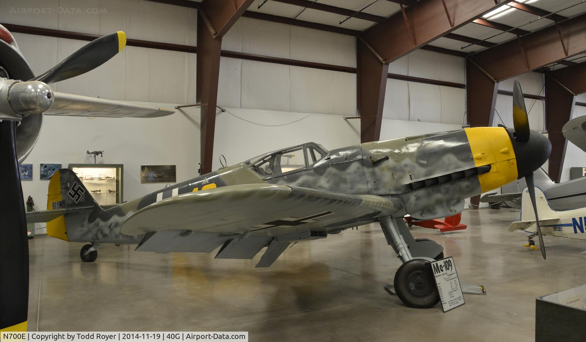 N700E, 1958 Messerschmitt Bf-109G Replica C/N 577, On display at the Planes of Fame Valle location