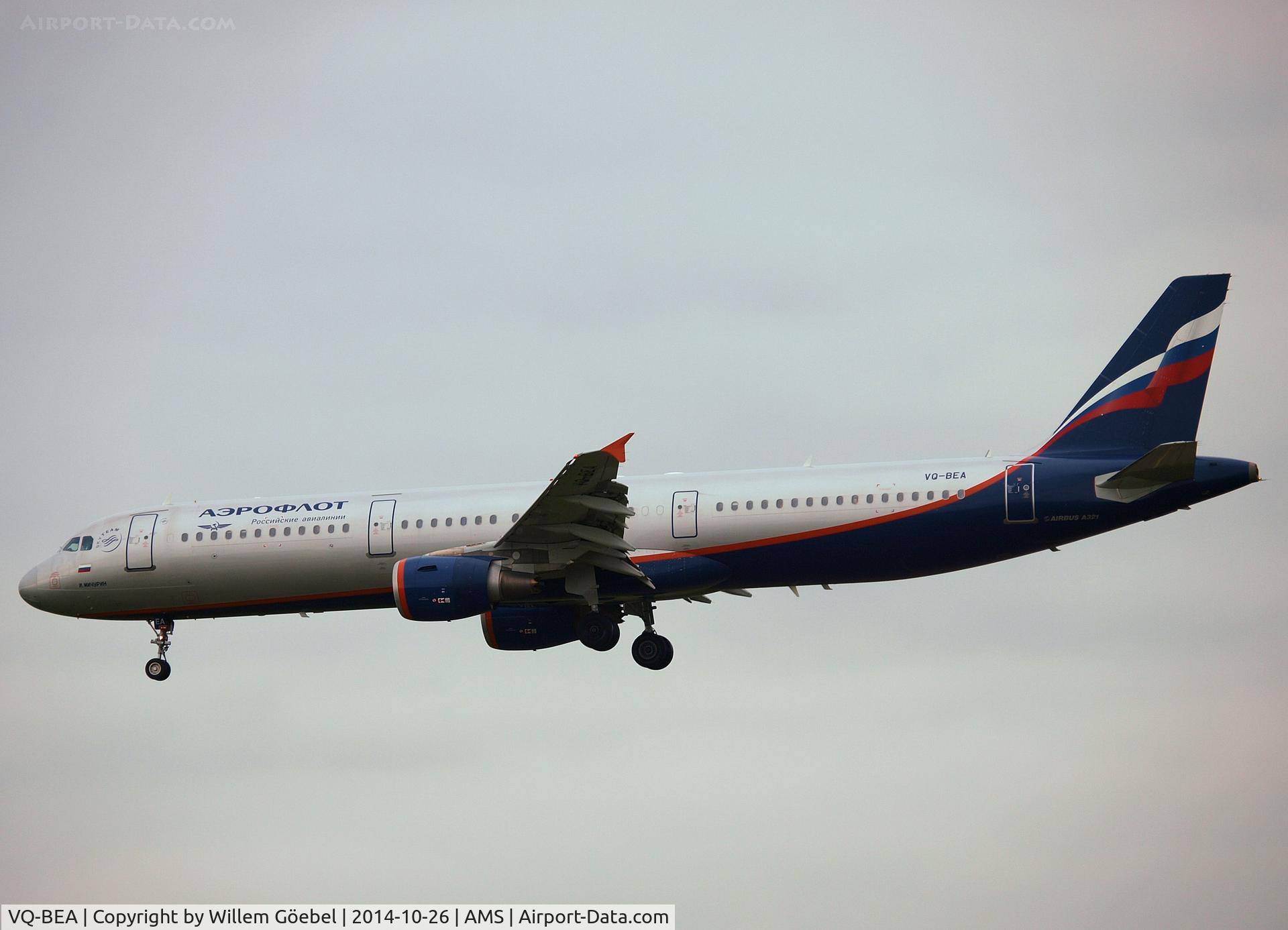 VQ-BEA, 2009 Airbus A321-211 C/N 4058, Landing on runway 18C of Amsterdam Airport