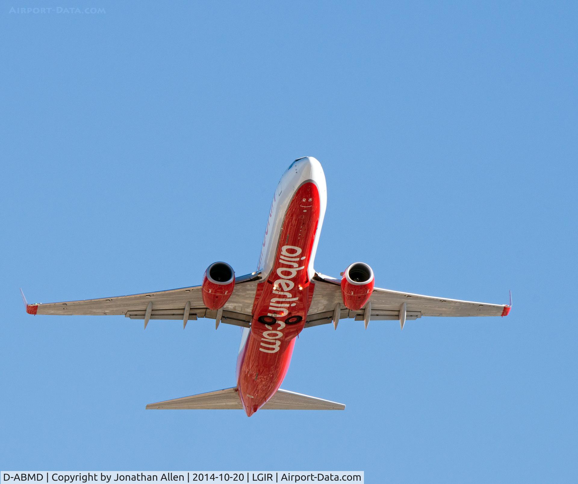 D-ABMD, 2011 Boeing 737-86J C/N 37761, Taking off from Heraklion, Crete.