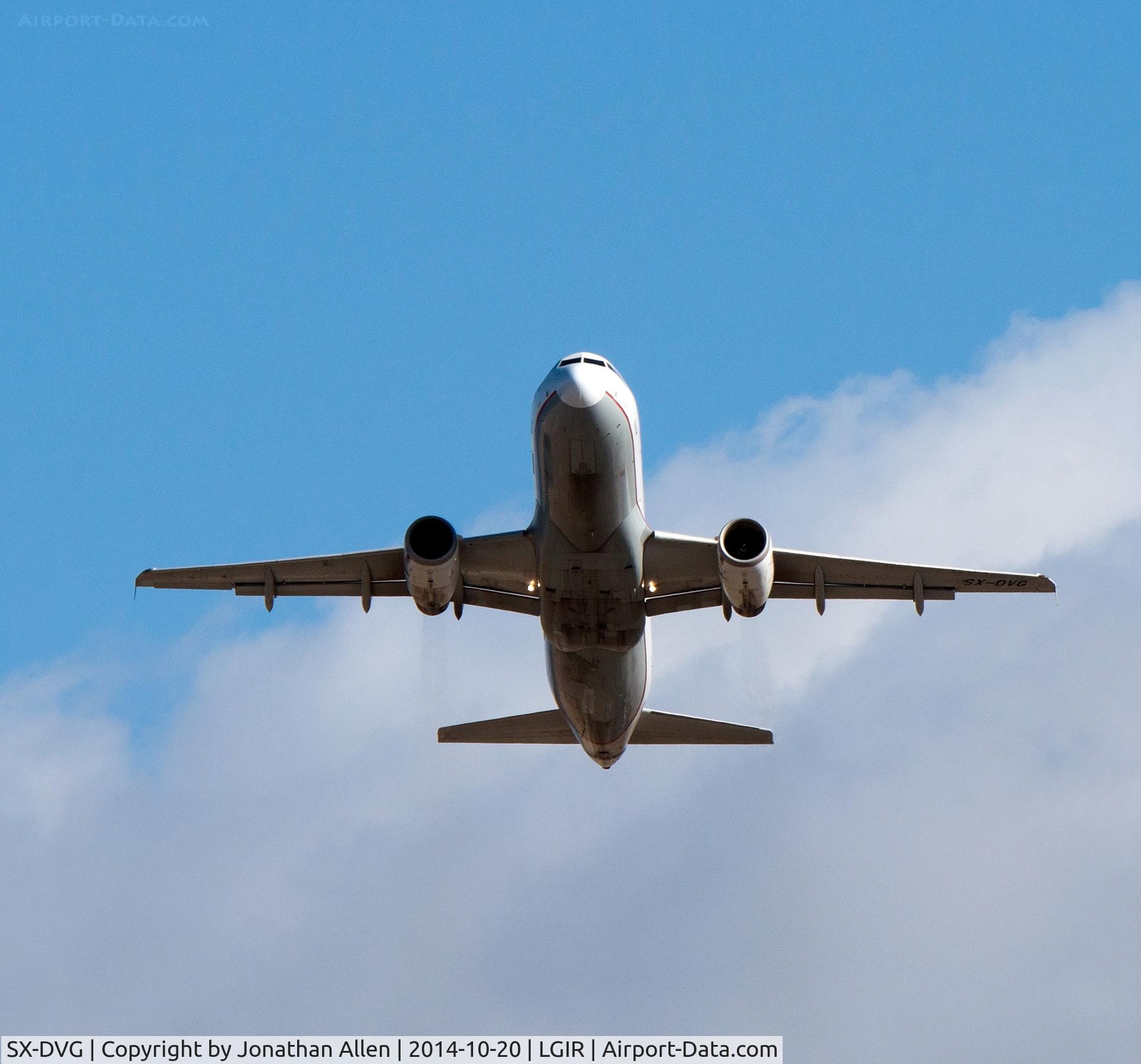 SX-DVG, 2006 Airbus A320-232 C/N 3033, Taking off from Haraklion, Crete.