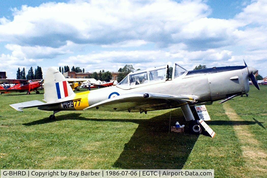 G-BHRD, 1952 De Havilland DHC-1 Chipmunk 22 C/N C1/0843, De Havilland Canada DHC-1 Chipmunk 22 [C1/0843] Cranfield~G 06/07/1986