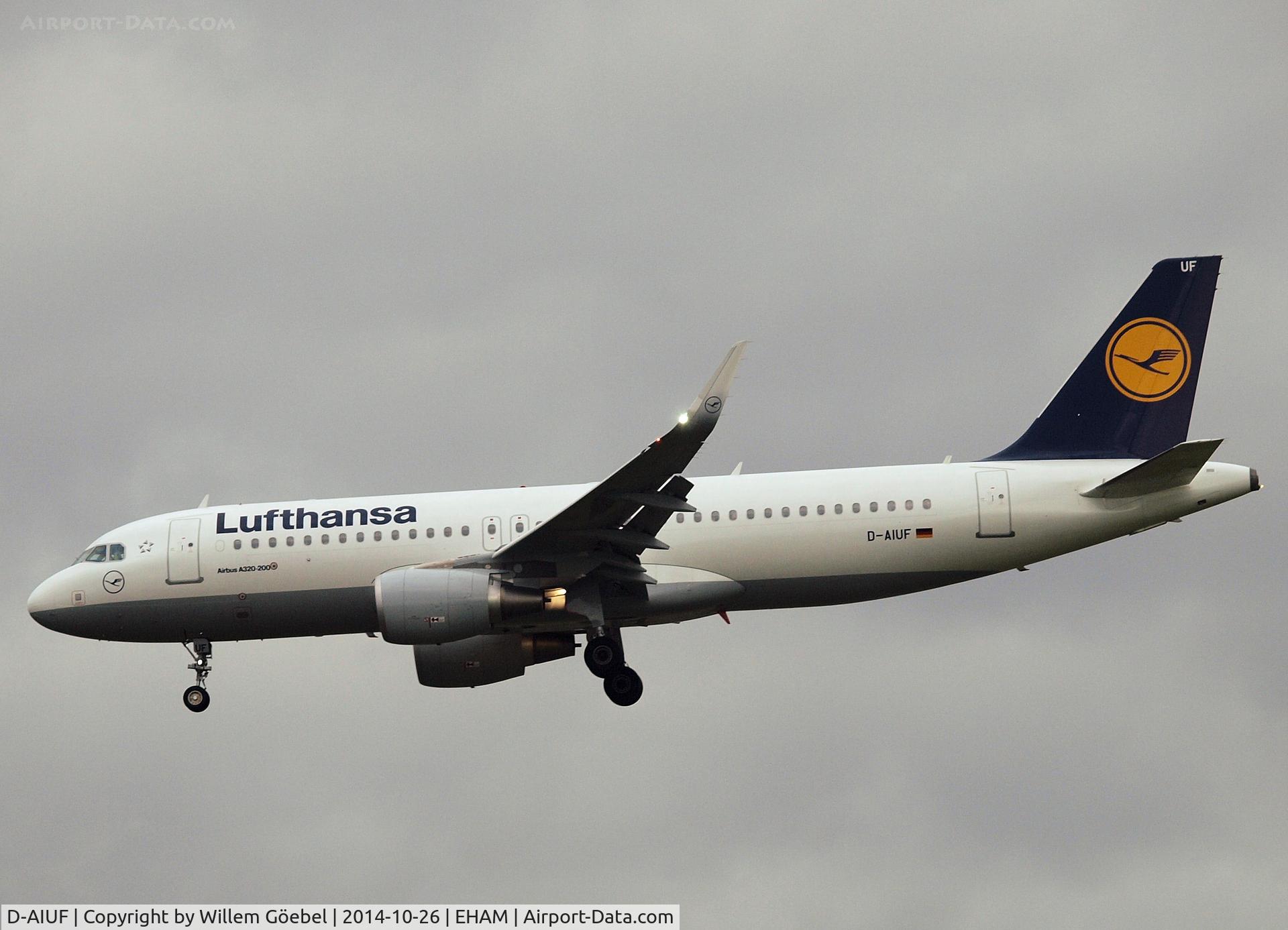 D-AIUF, 2014 Airbus A320-214 C/N 6141, Landing on runway 18C of Amsterdam Airport
