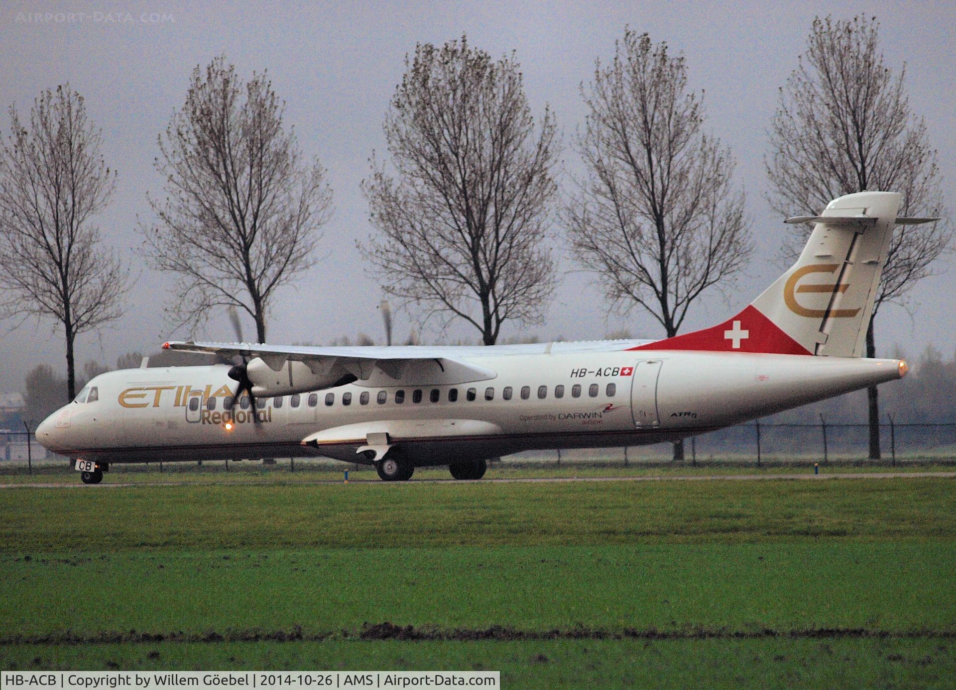HB-ACB, 2001 ATR 72-212A (500) C/N 662, Taxi to the gate of Schiphol Airport