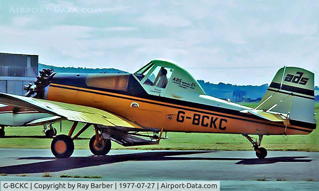 G-BCKC, 1974 Rockwell S-2R Thrush Commander C/N 1822R, Rockwell S-2R 600 Thrush Commander [1822R] (ADS (Aerial) Ltd) Weston-super-Mare~G 27/07/1977. From a slide.