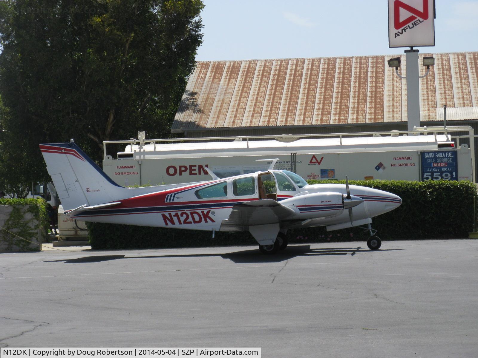 N12DK, 1967 Beech C55 Baron (95-C55) C/N TE-290, 1967 Beech 95 C55 BARON, two Continental IO-520-C 285 Hp each, at fuel dock