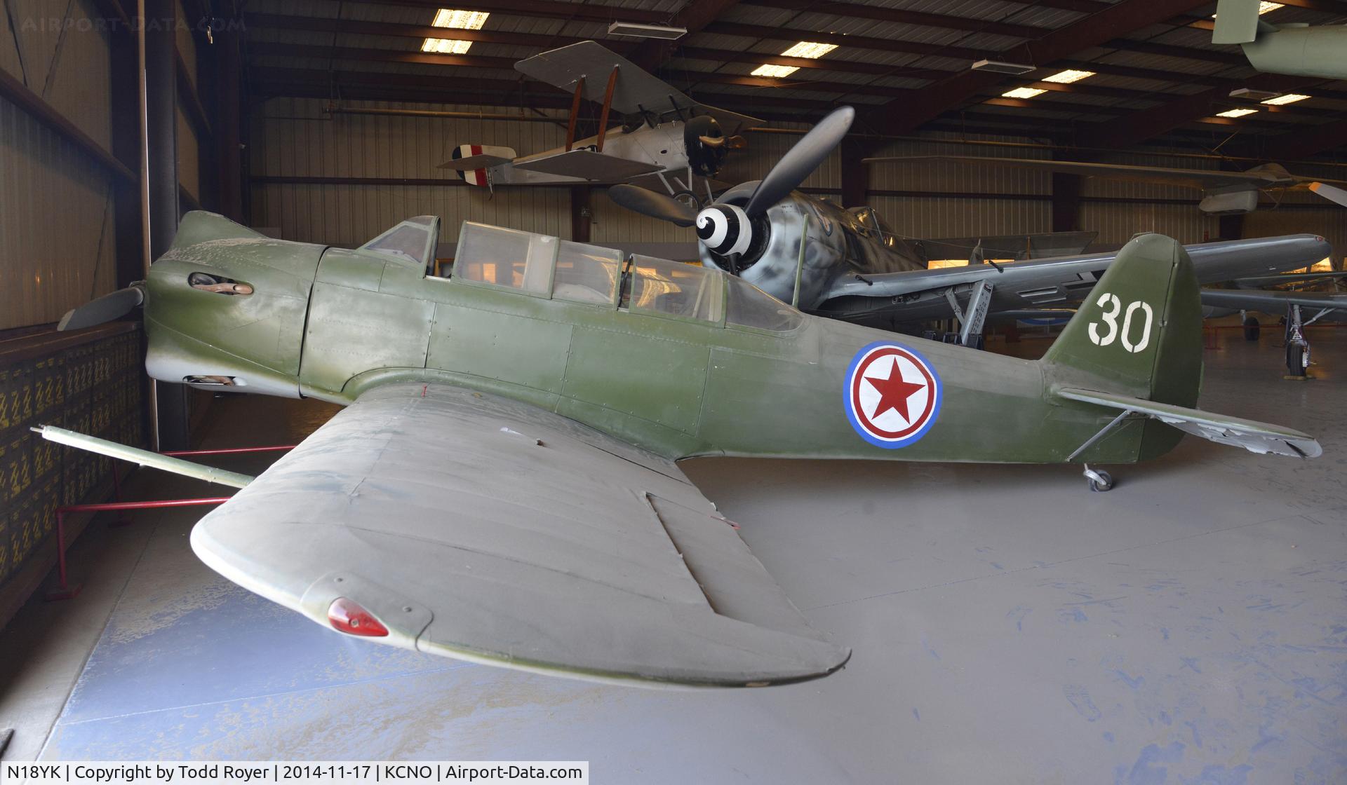 N18YK, Yakovlev Yak-18 C/N 18-1432030, On display at the Planes of Fame Chino location