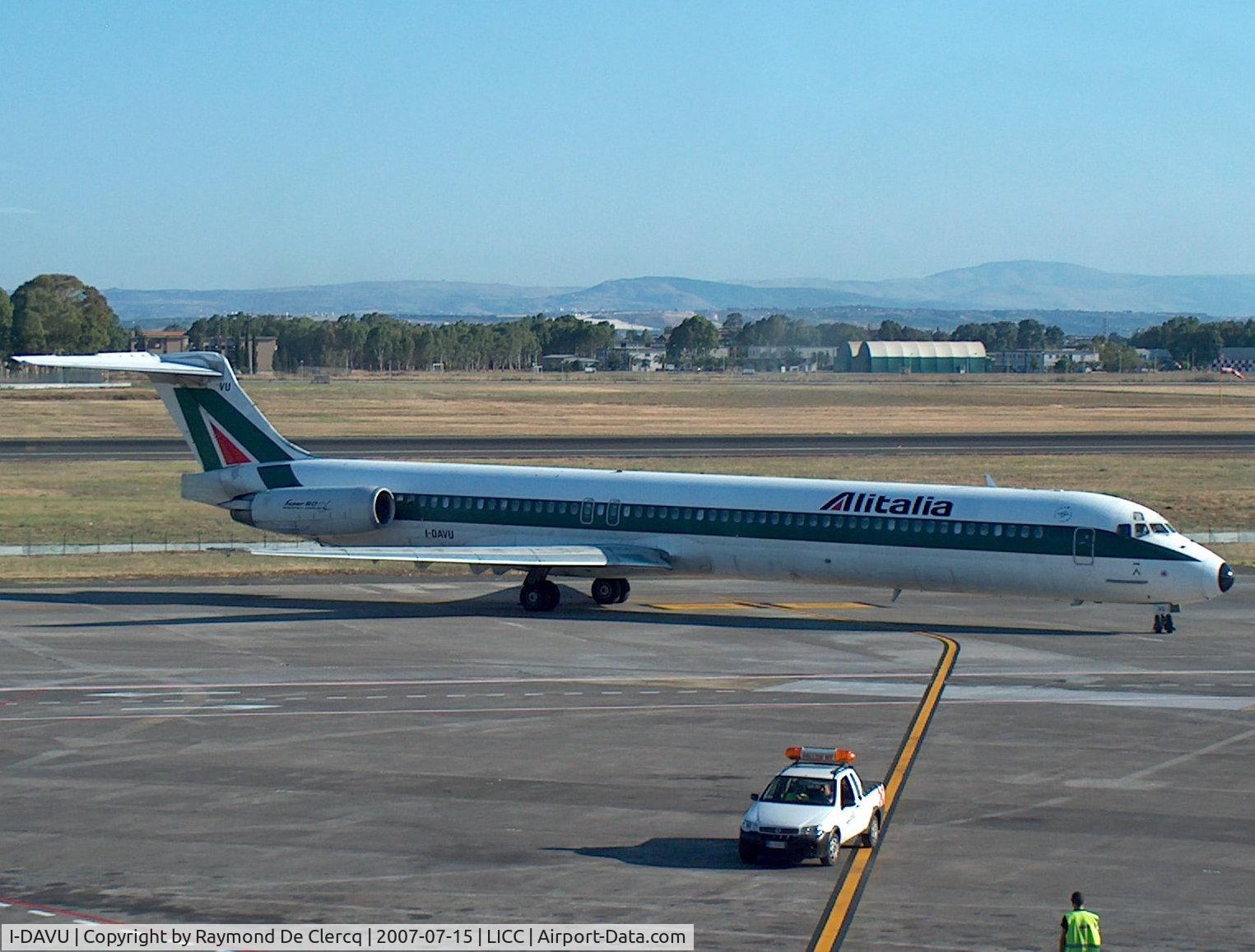 I-DAVU, 1989 McDonnell Douglas MD-82 (DC-9-82) C/N 49794, At Catania Airport,Sicily.
Became N794AG on 2009-03-04.
Became YV505T on 2011-10-17 with Aeropostal.