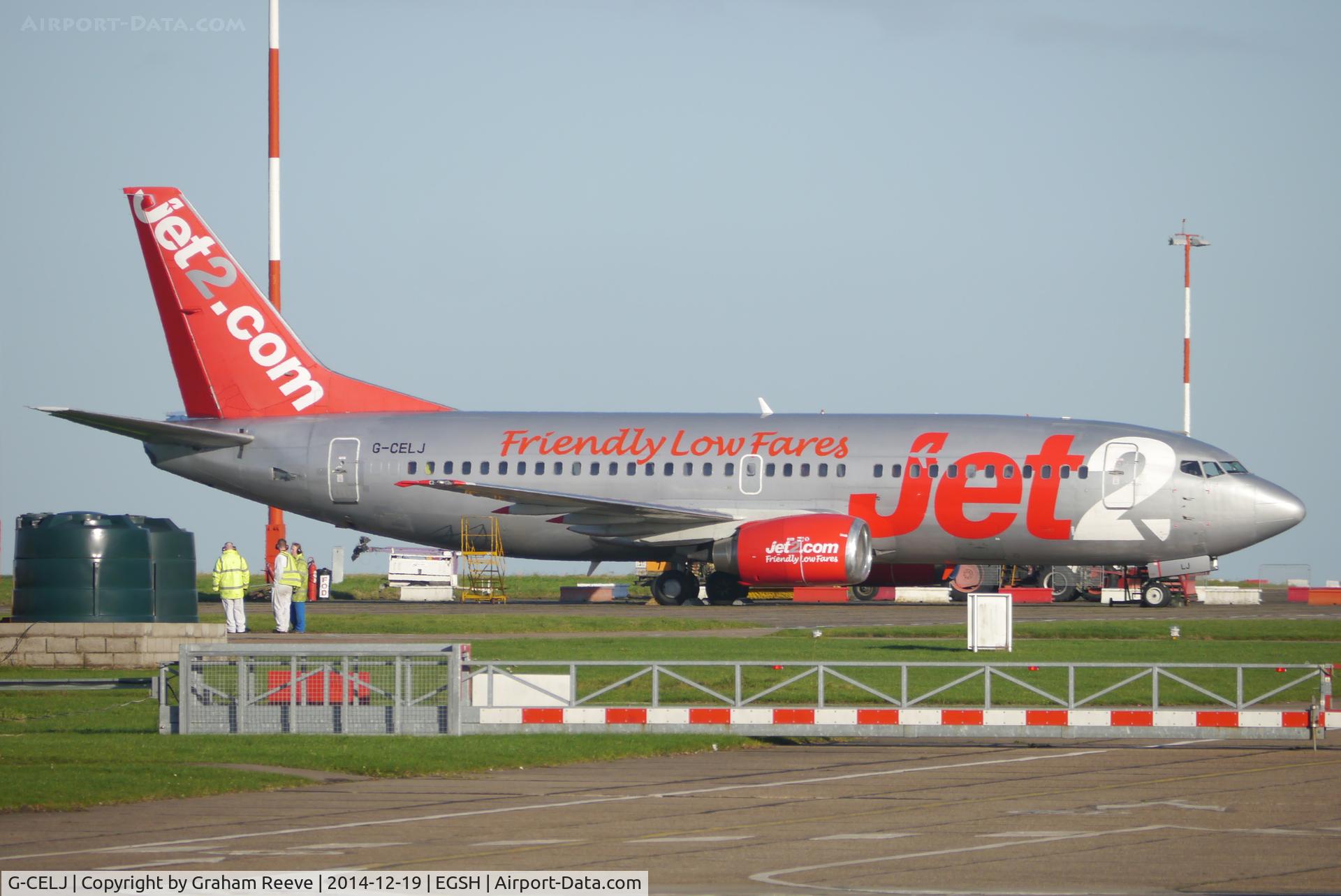G-CELJ, 1986 Boeing 737-330 C/N 23529, Parked at Norwich.