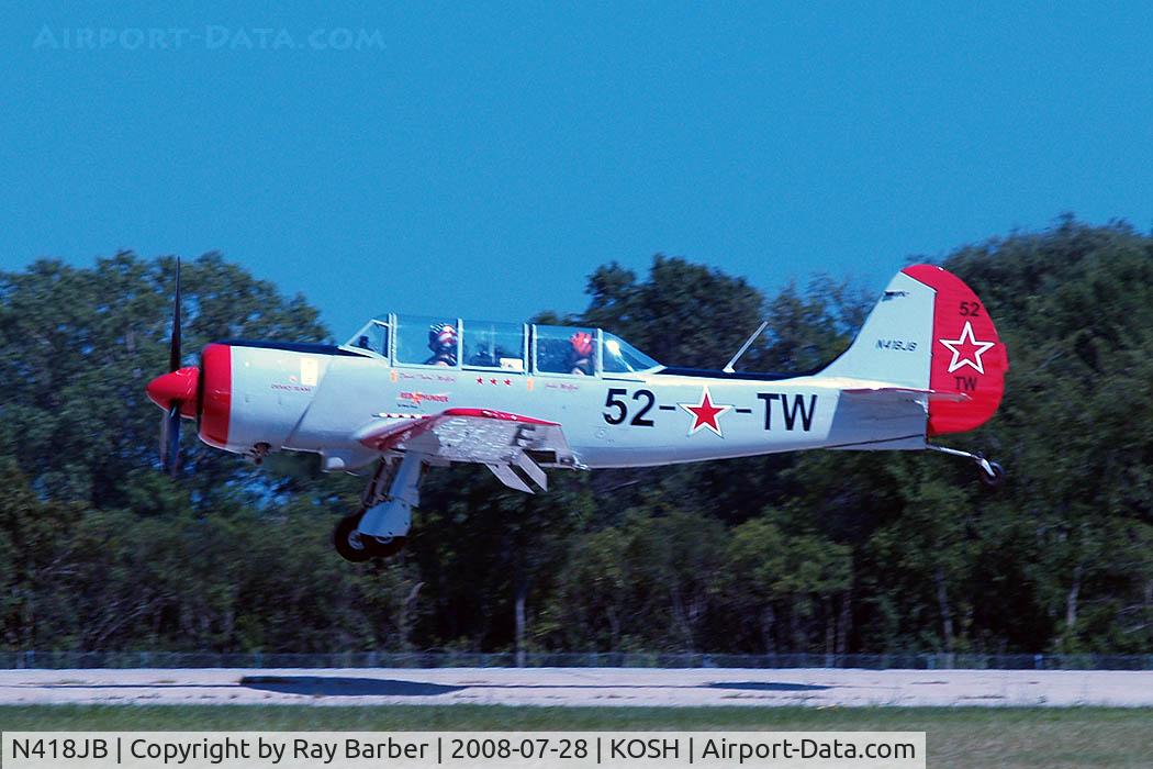 N418JB, 2001 Yakovlev (Aerostar) Yak-52TW C/N 0112228, Yakovlev Yak-52TW [0112228] Oshkosh-Wittman Regional~N 28/07/2008