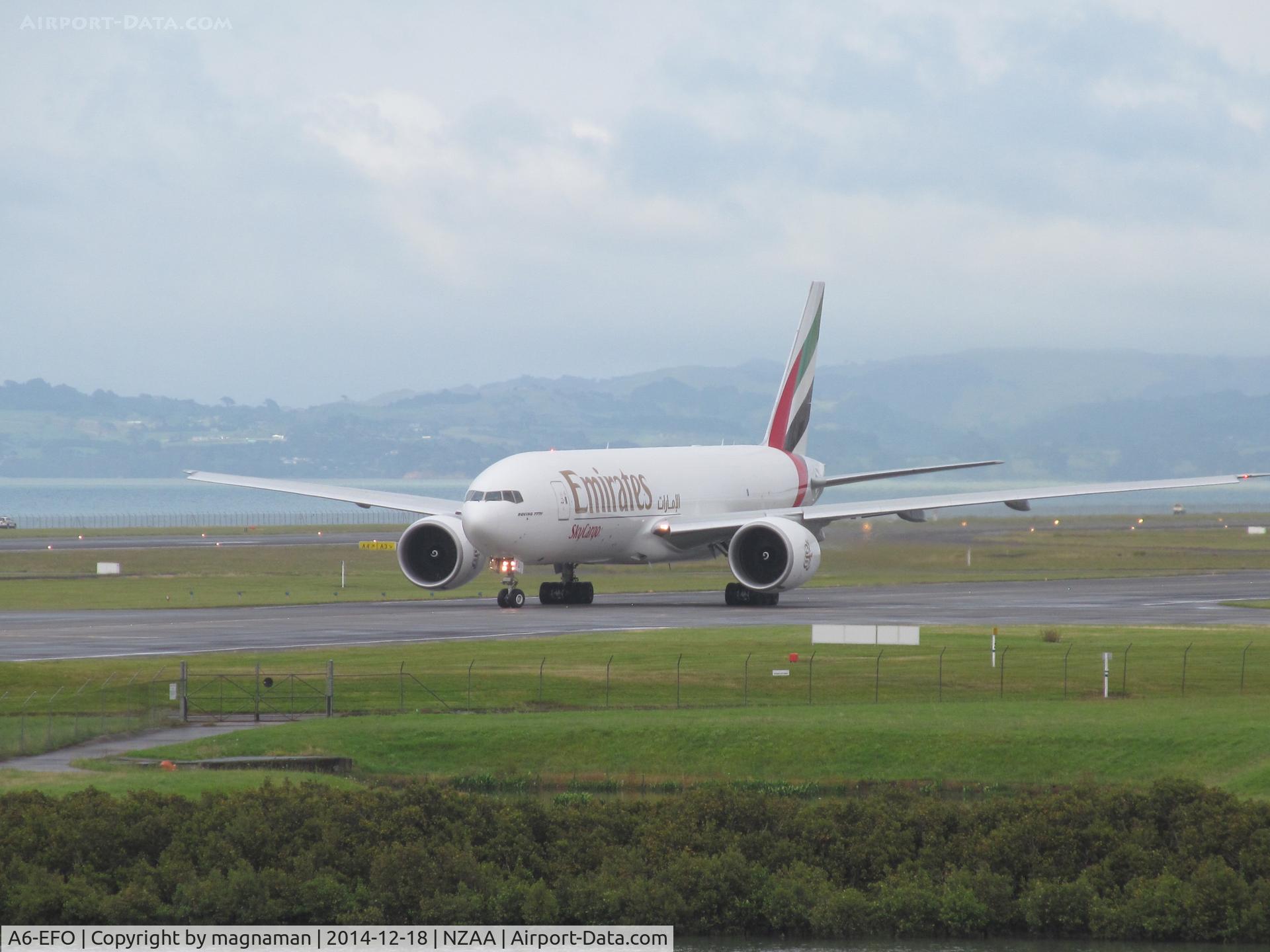 A6-EFO, 2014 Boeing 777-F1H C/N 42233, taxying for departure