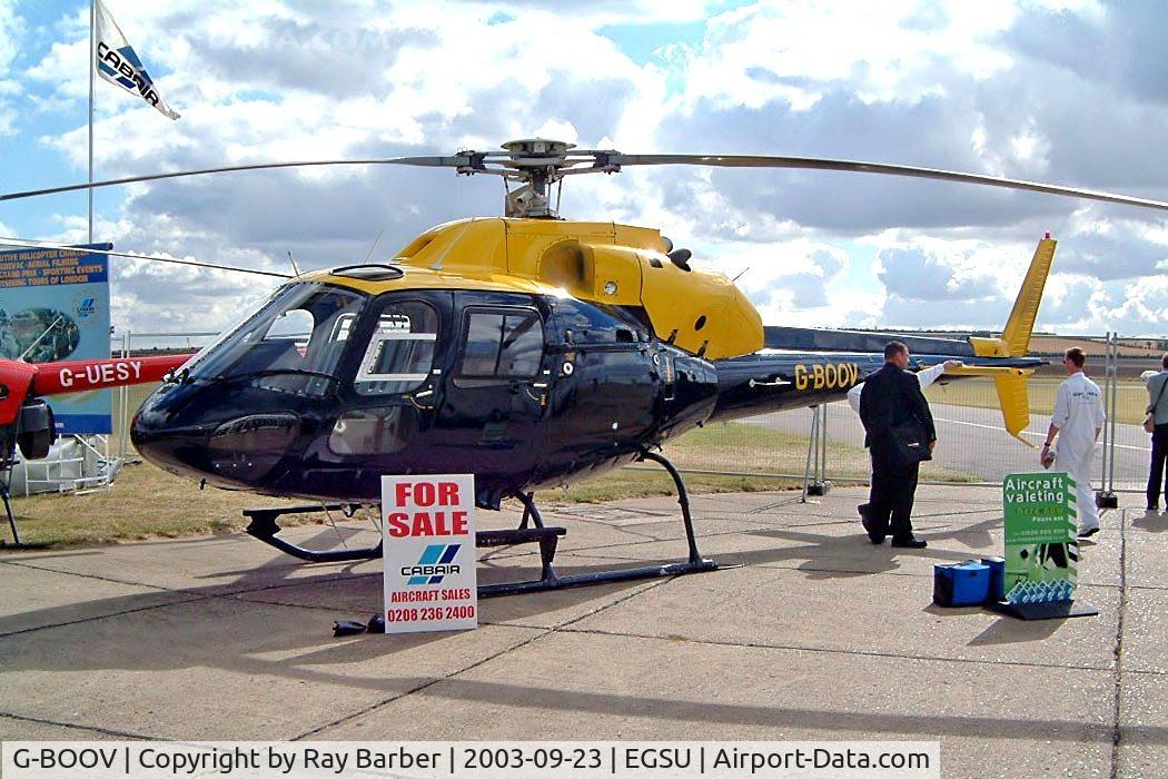 G-BOOV, 1988 Aerospatiale AS-355F-2 Ecureuil 2 C/N 5374, Aerospatiale AS.355F2 Ecureuil II [5374] (Plane Talking Ltd) Duxford~G 23/09/2003