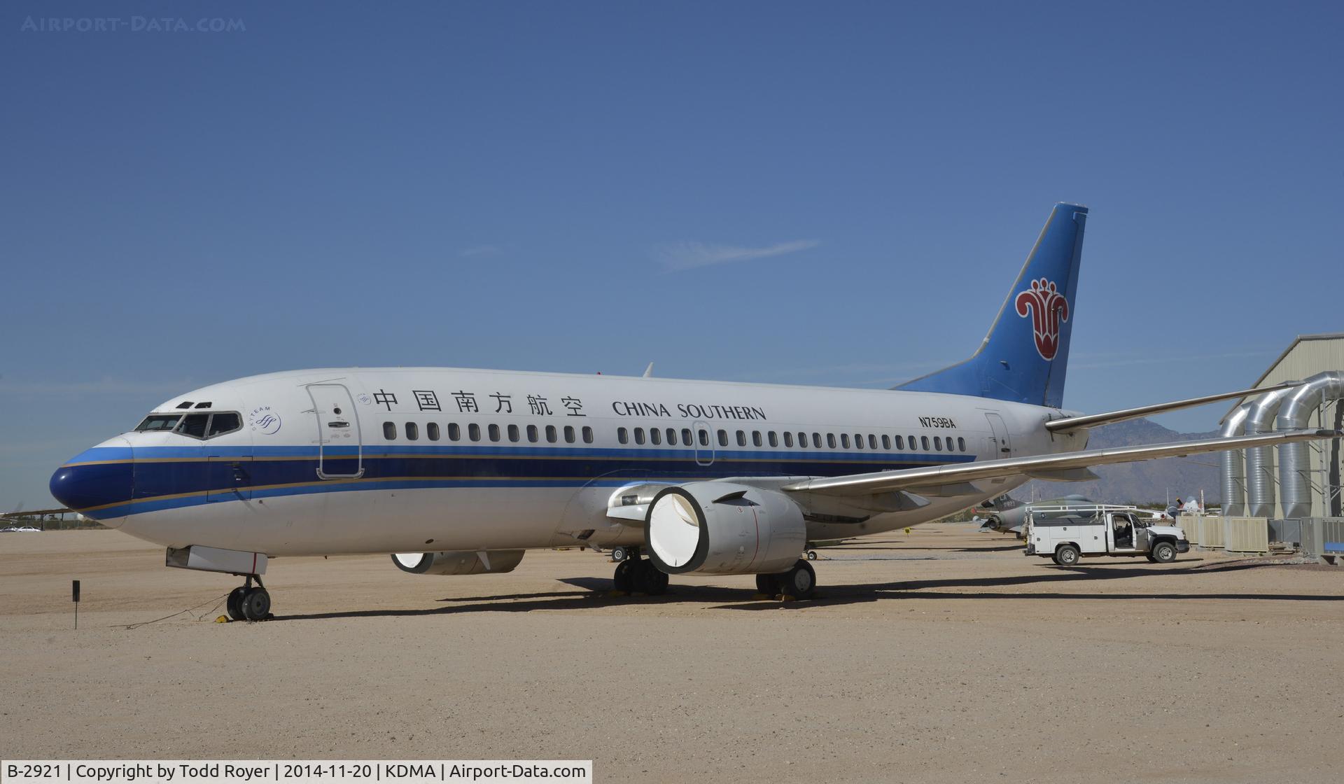 B-2921, 1993 Boeing 737-3Q8 C/N 27286, On display at the Pima Air and Space Museum
