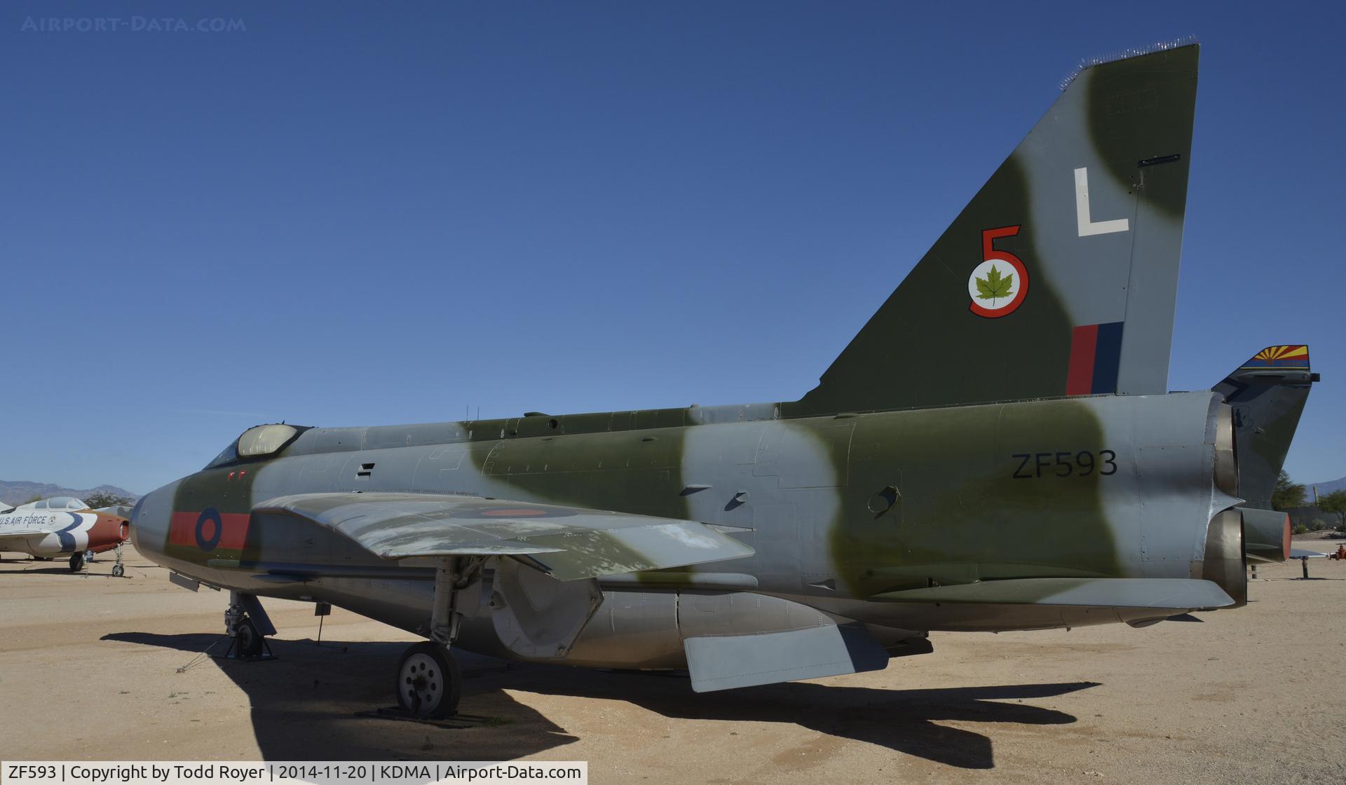 ZF593, 1968 English Electric Lightning F.53 C/N 95298, On display at the Pima Air and Space Museum