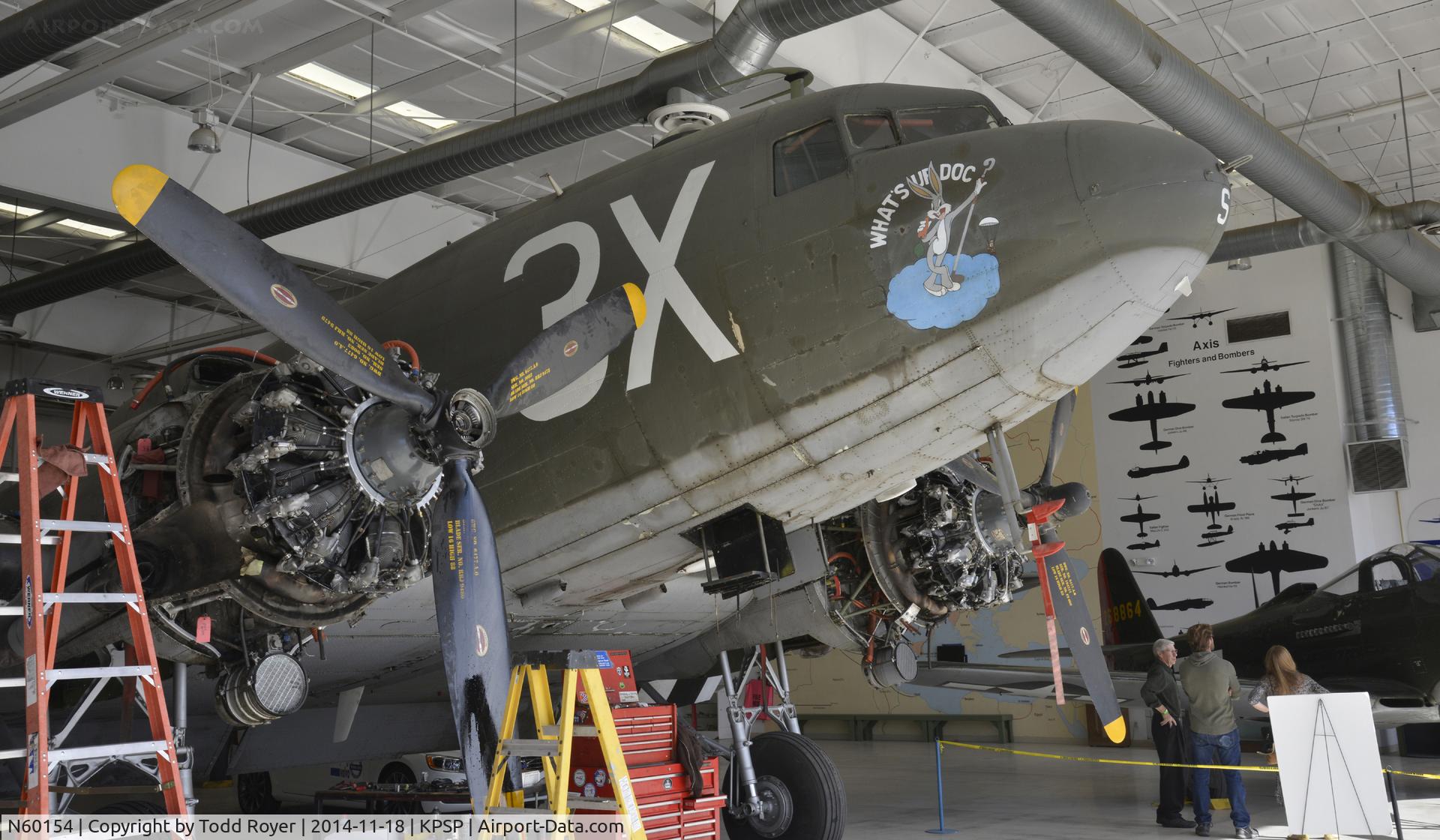 N60154, 1943 Douglas C-47B-25-DK Skytrain (Dakota III) C/N 16007/32755, Under maintenance at the Palm Springs Air Museum