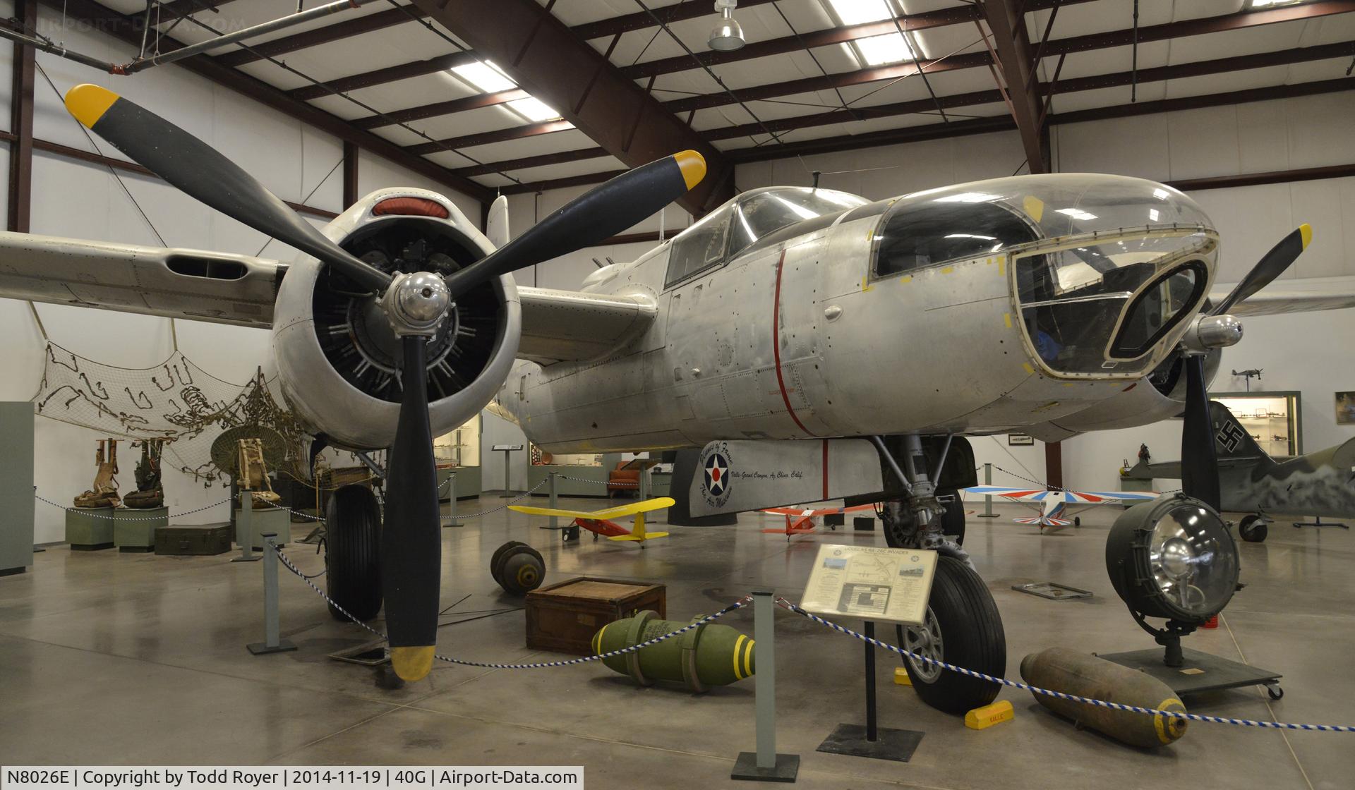 N8026E, 1944 Douglas RB-26C Invader C/N 28602, On display at the Planes of Fame Valle location