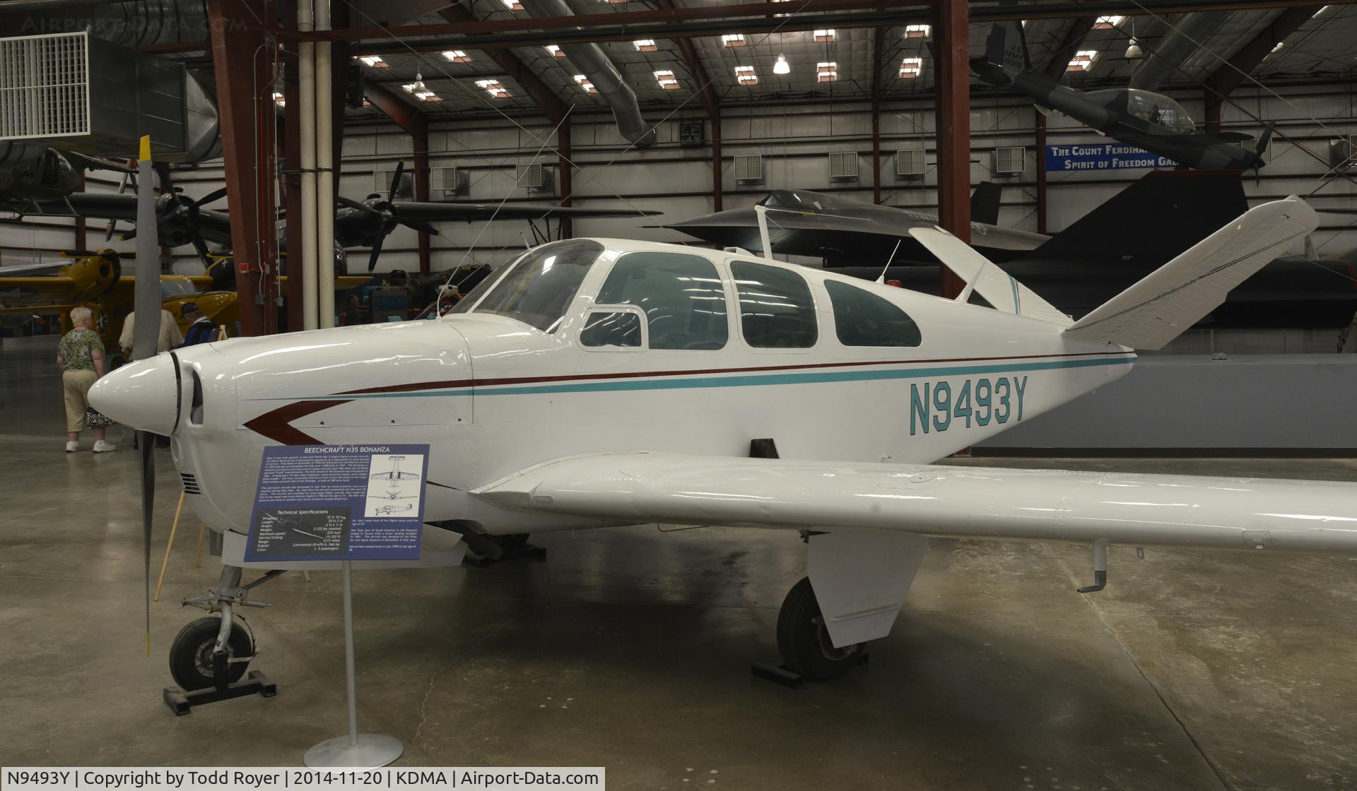 N9493Y, Beech N35 Bonanza C/N D-6668, On display at the Pima Air and Space Museum