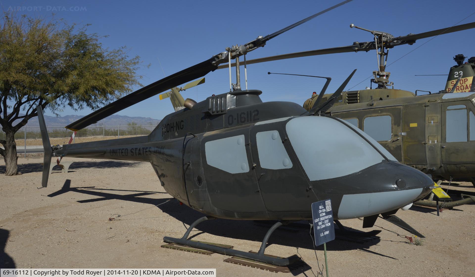 69-16112, Bell OH-58A Kiowa C/N 40333, On display at the Pima Air and Space Museum