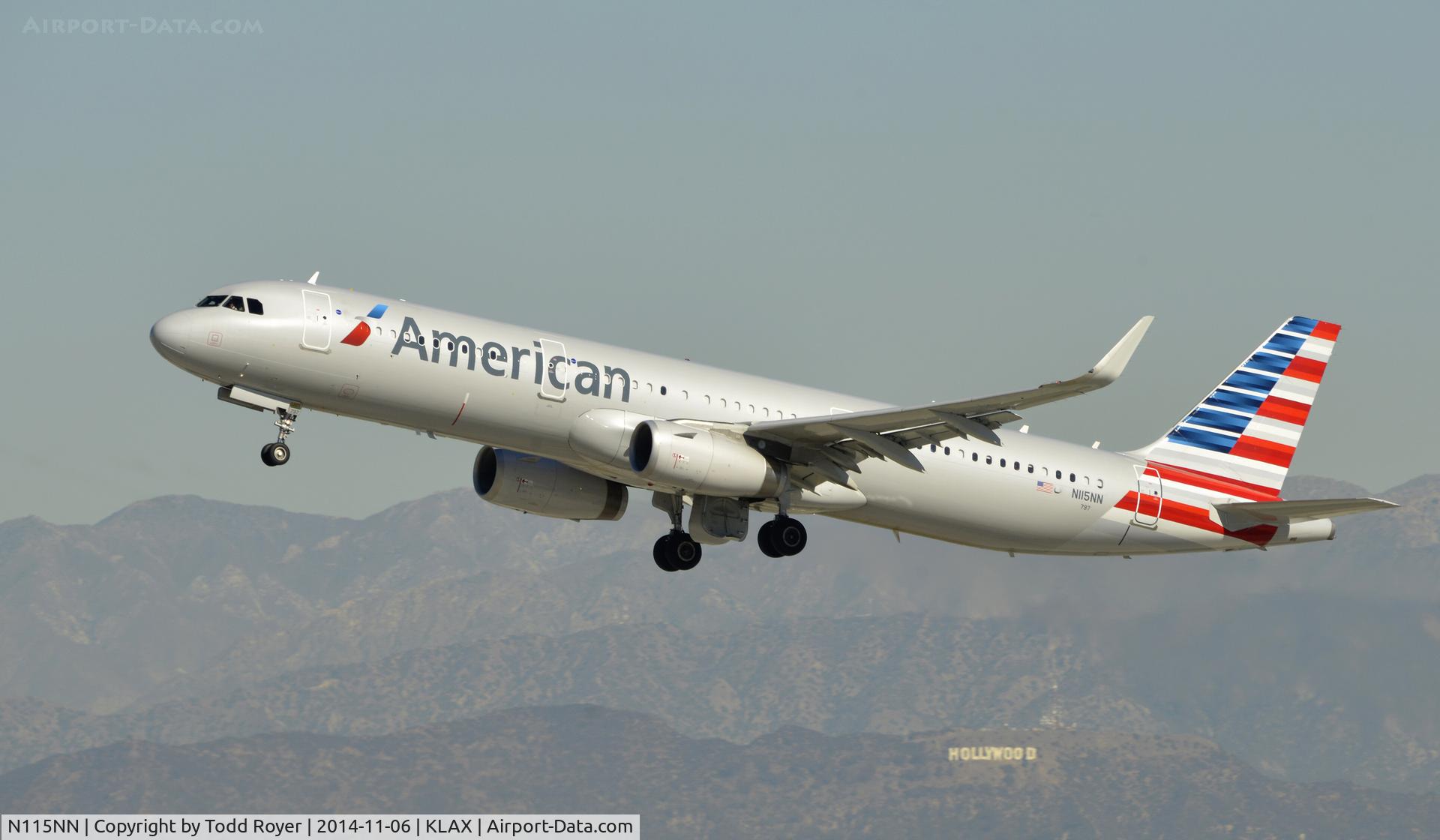 N115NN, 2014 Airbus A321-231 C/N 6063, Departing LAX on 25R