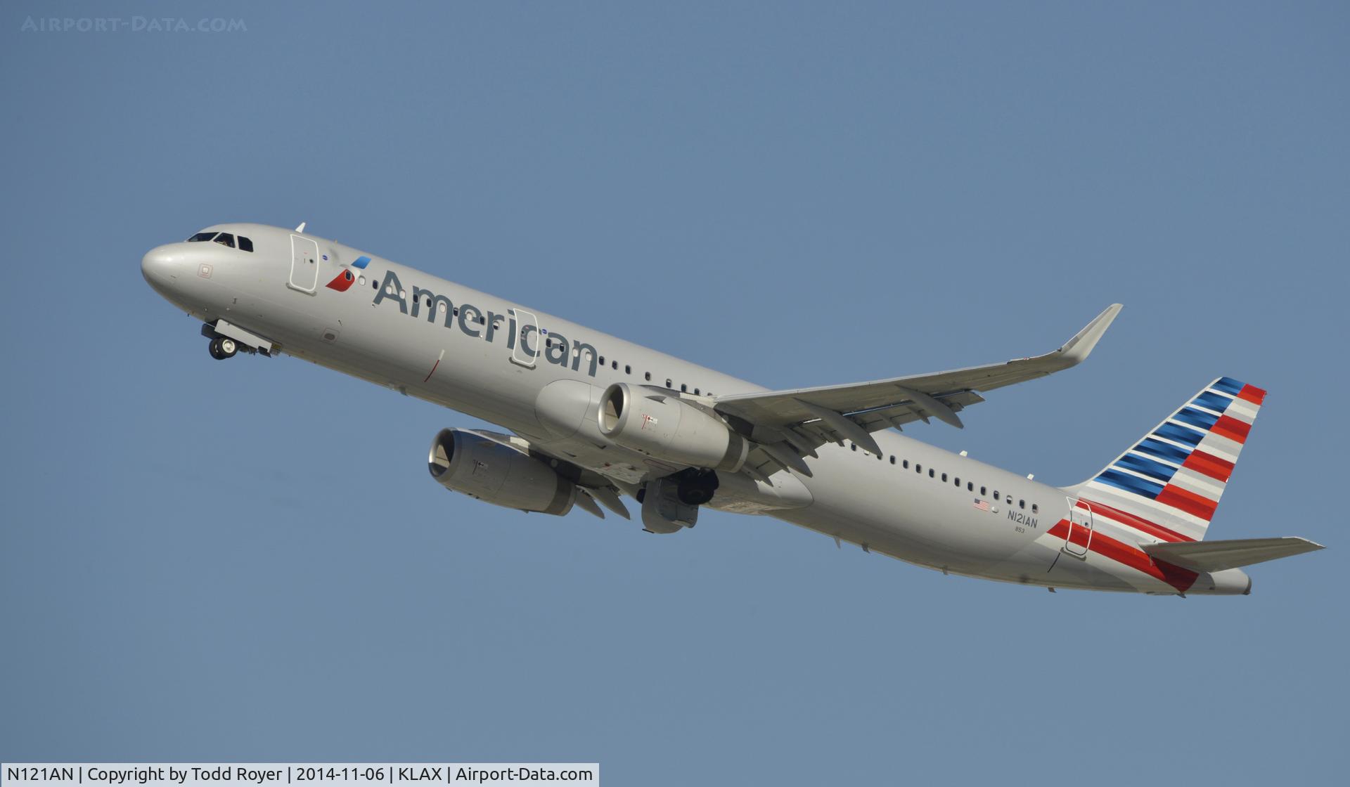 N121AN, 2014 Airbus A321-231 C/N 6238, Departing LAX on 25R