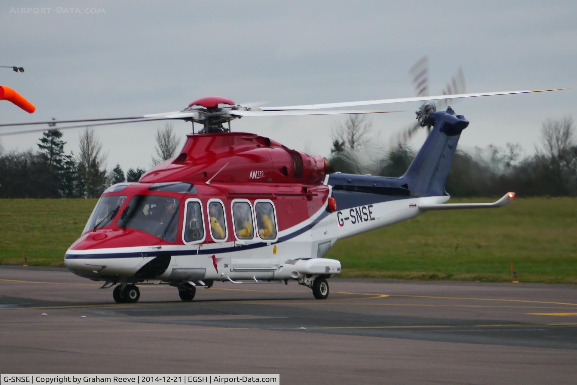 G-SNSE, 2014 AgustaWestland AW-139 C/N 31561, Just landed at Norwich.