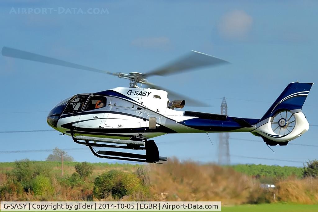 G-SASY, 2009 Eurocopter EC-130B-4 (AS-350B-4) C/N 4760, Turning onto Rwy11 for departure