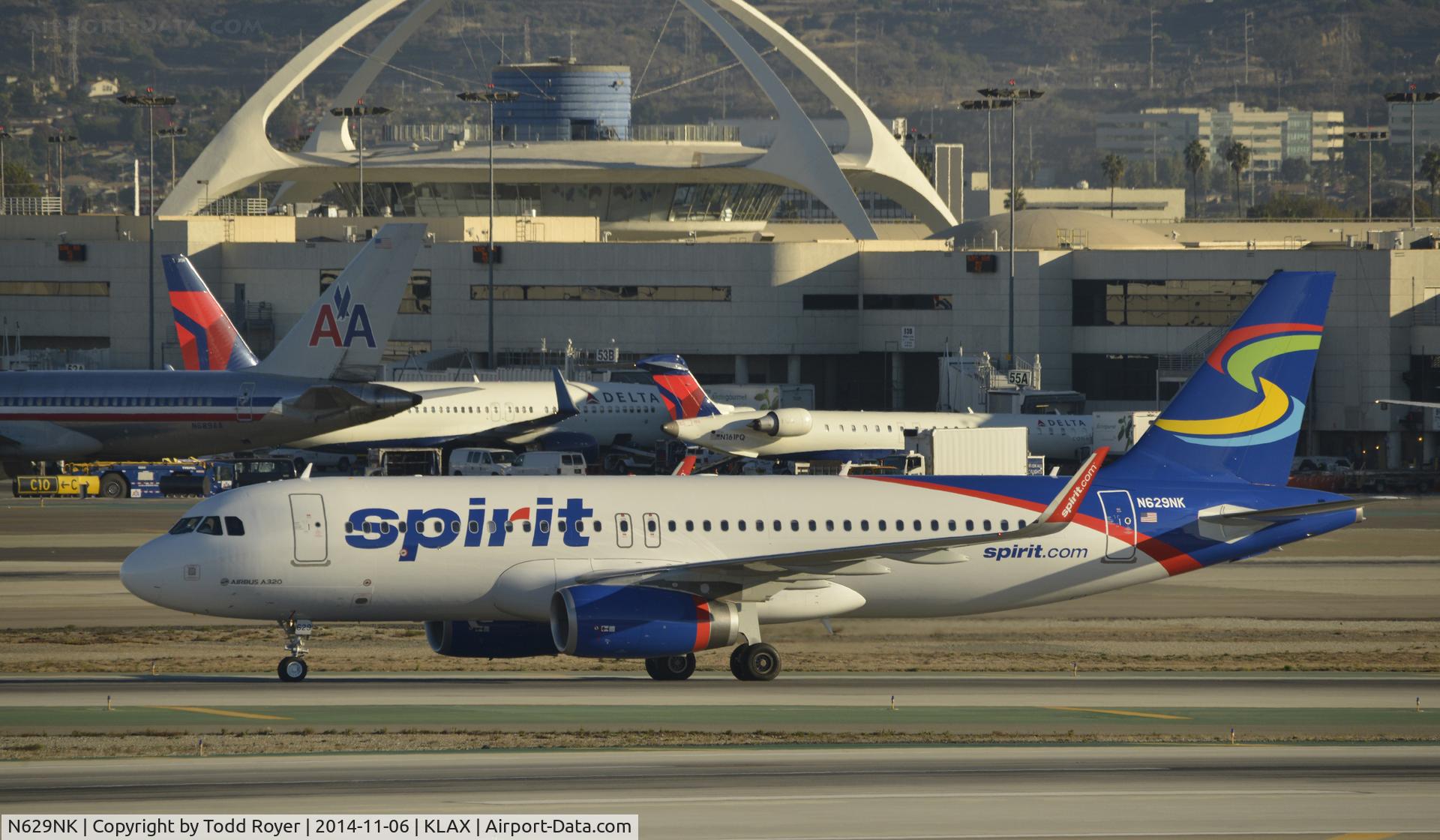 N629NK, 2014 Airbus A320-232 C/N 6300, Taxiing to gate at LAX
