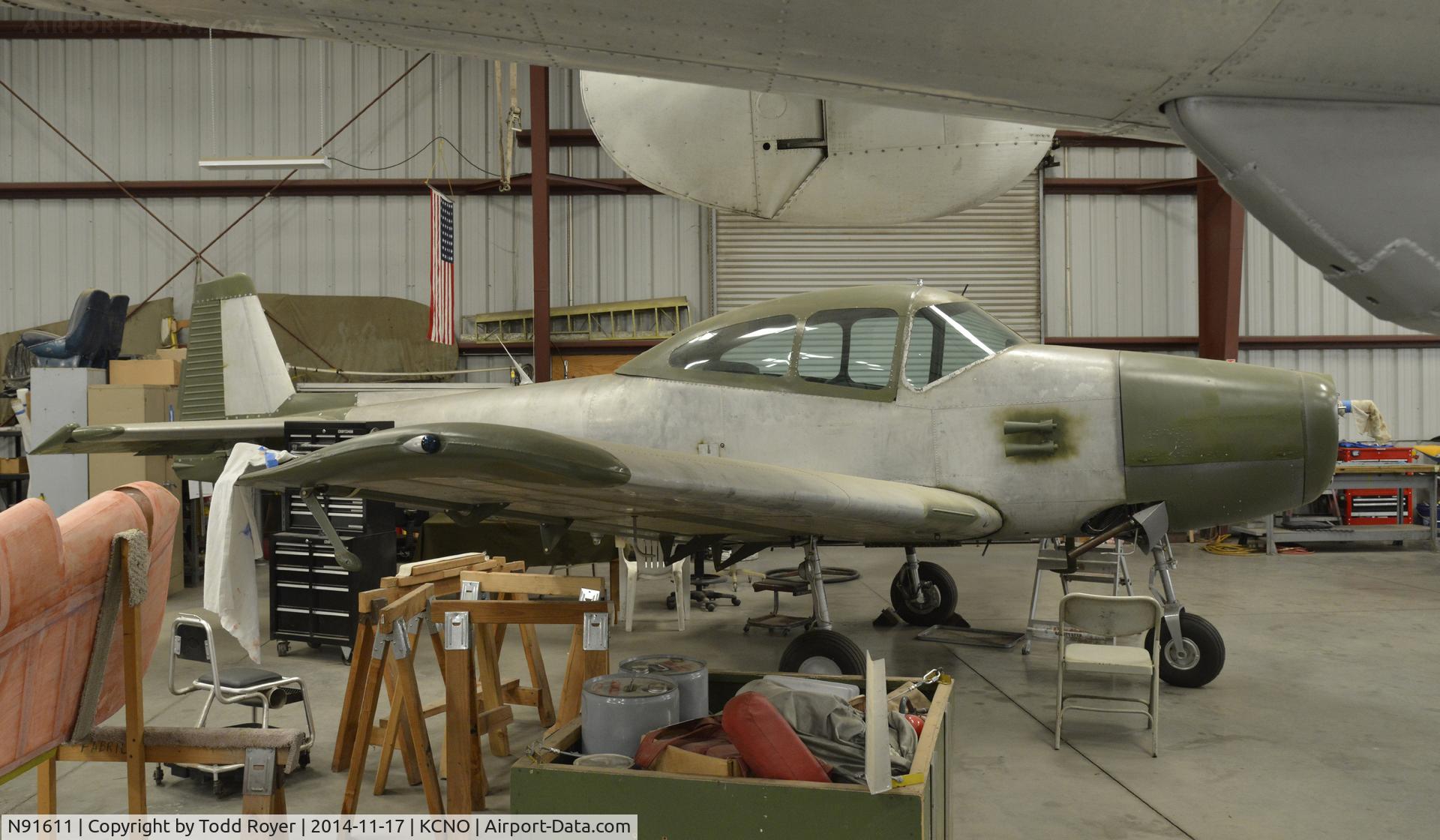 N91611, 1946 North American Navion (NA-145) C/N NAV-4-378, In the restoration hanger at the Planes of Fame Chino location