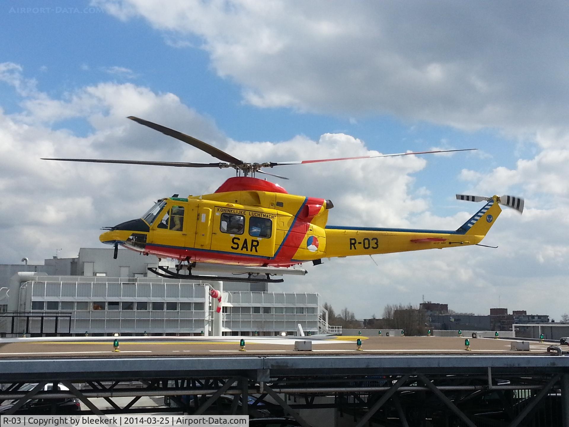 R-03, 1994 Agusta AB-412SP C/N 25641, Landing @ MCL, hospital in Leeuwarden, near EHLW