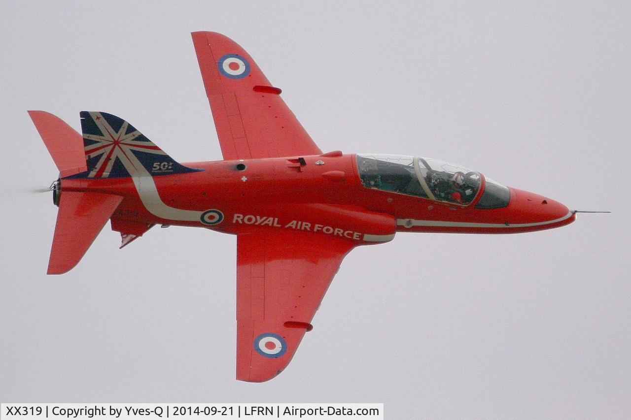 XX319, 1980 Hawker Siddeley Hawk T.1A C/N 162/312144, Royal Air Force Red Arrows Hawker Siddeley Hawk T.1A, On display, Rennes-St Jacques airport (LFRN-RNS) Air show 2014
