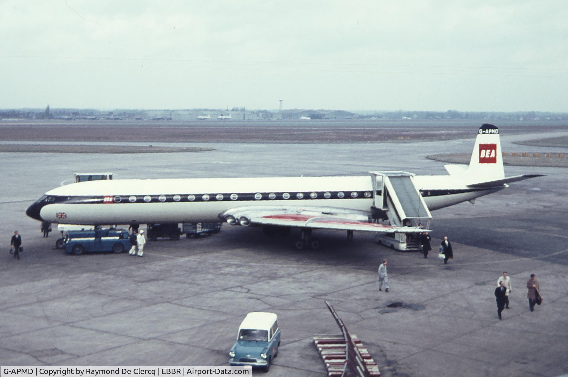 G-APMD, 1959 De Havilland DH.106 Comet 4B C/N 6435, Brussels Airport, late 60's.