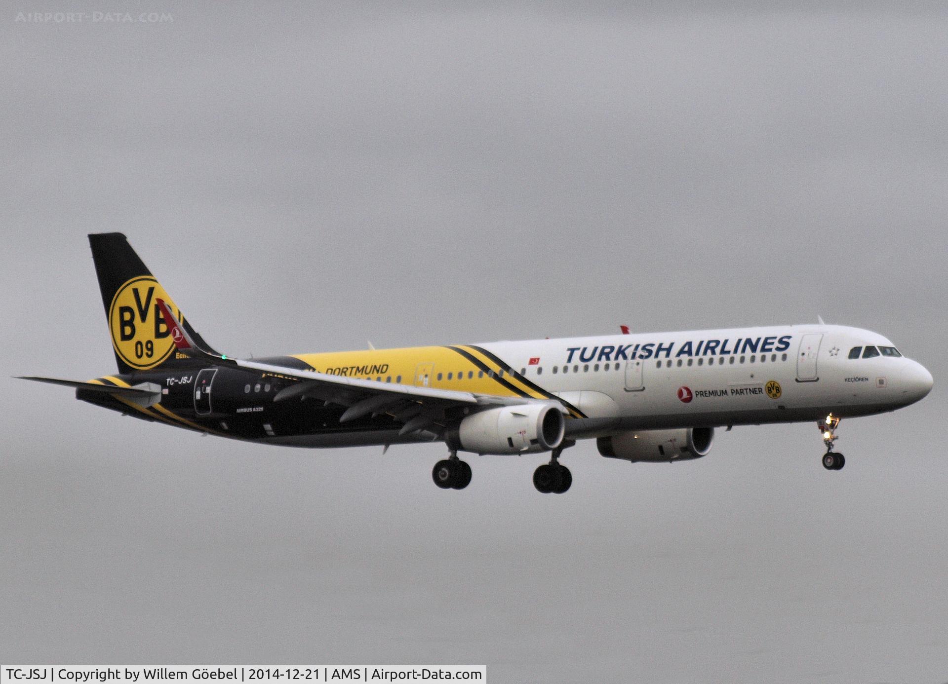 TC-JSJ, 2013 Airbus A321-231 C/N 5633, Landing on runway 18C of Schiphol Airport