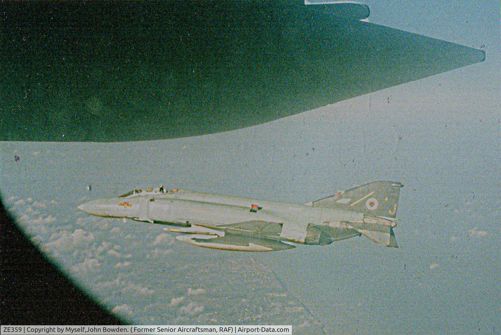 ZE359, McDonnell Douglas F-4J(UK) Phantom II C/N 2746, This photo was taken by me from the rear of a C130K Hercules during a `Fighter Affiliation` flight. I can`t remember whether it was 1990 or 91. I was serving at RAF Wattisham at the time.