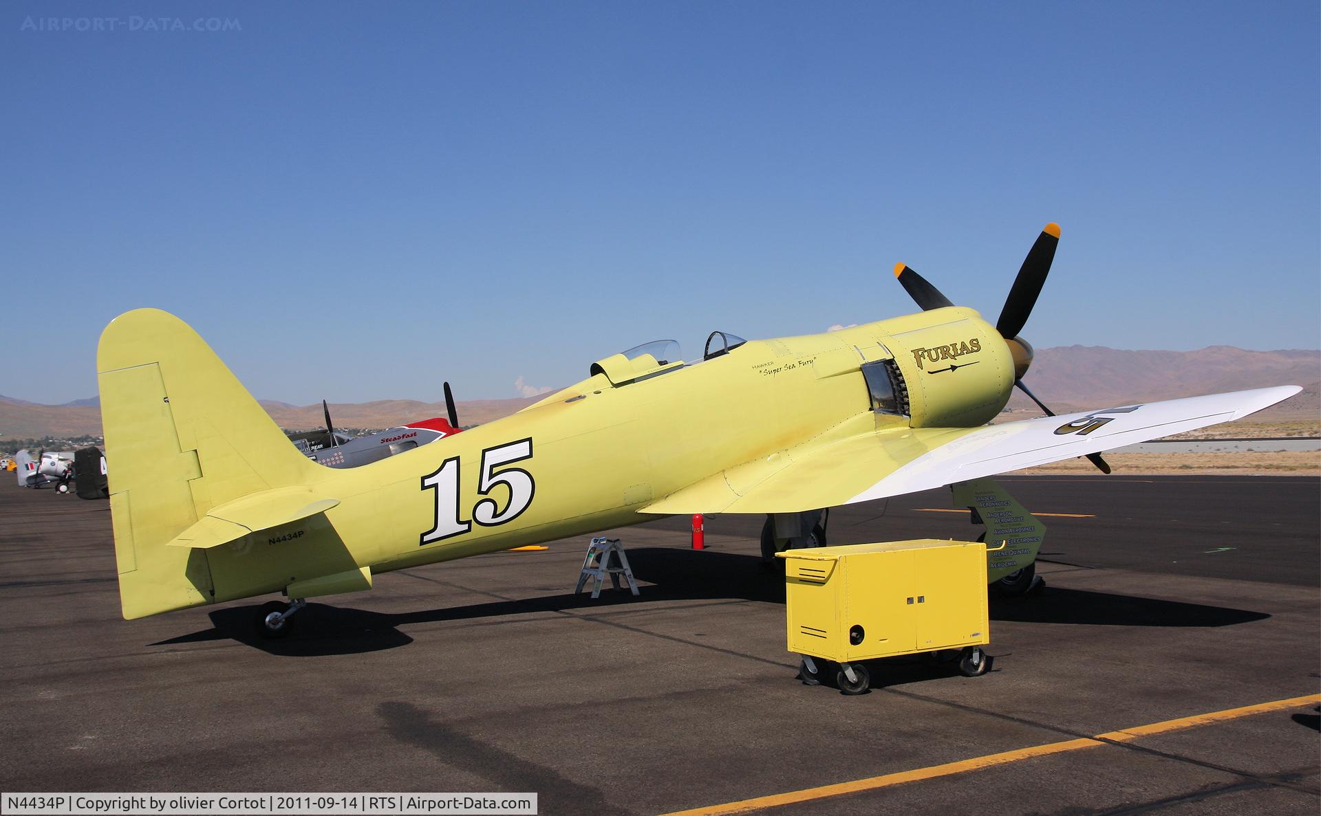 N4434P, 1951 Hawker Sea Fury FB.11 C/N 41H/636336, awaiting the next race, Reno 2011