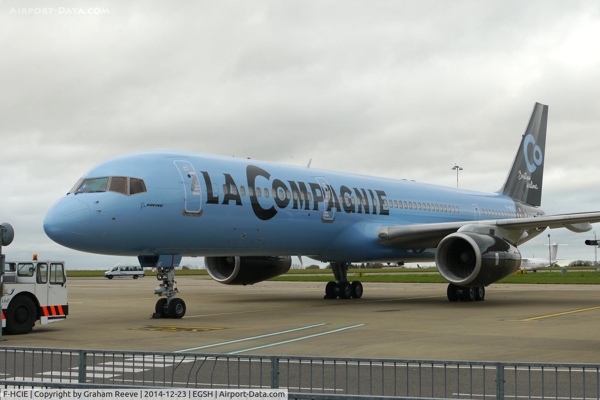 F-HCIE, 1994 Boeing 757-204 C/N 27208, Ex G-BYAT, La Compagnie 757 parked at Norwich.