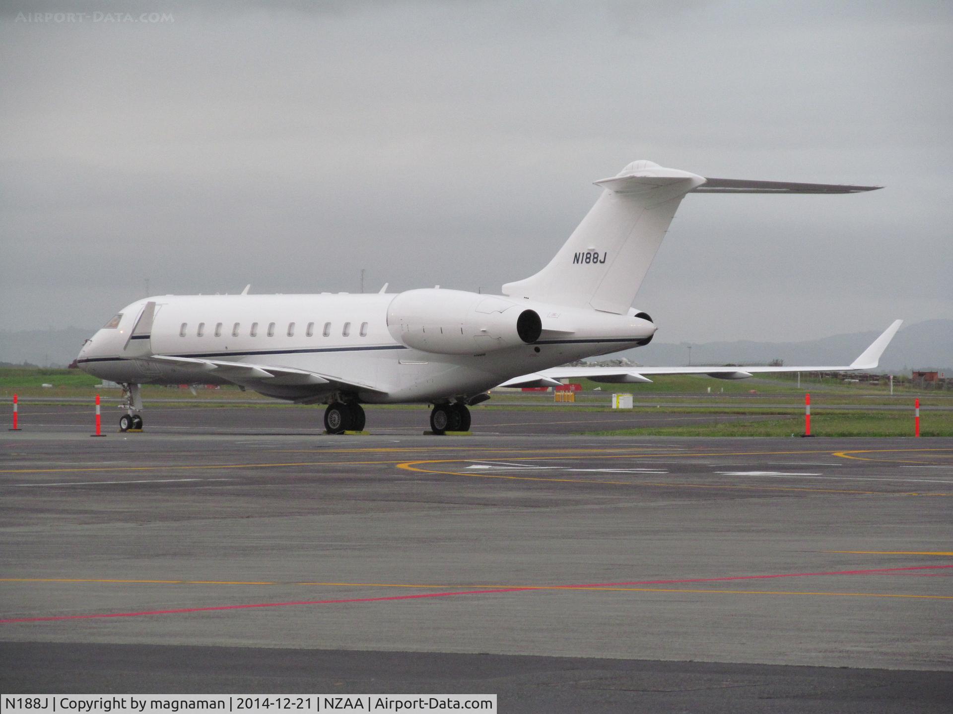N188J, 2010 Bombardier BD-700-1A11 Global 5000 C/N 9383, Viewed from public car park