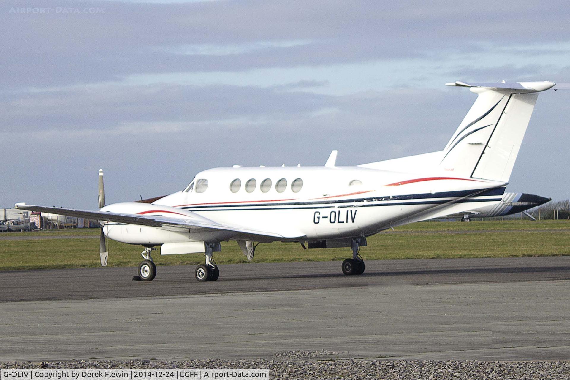 G-OLIV, 2003 Raytheon B200 King Air C/N BB-1835, Super Kingair, EGFF resident, Dragonfly Aviation Services Ltd, previously N60275, G-RAFN, ZK454, G-RAFN, seen parked up at EHFF.