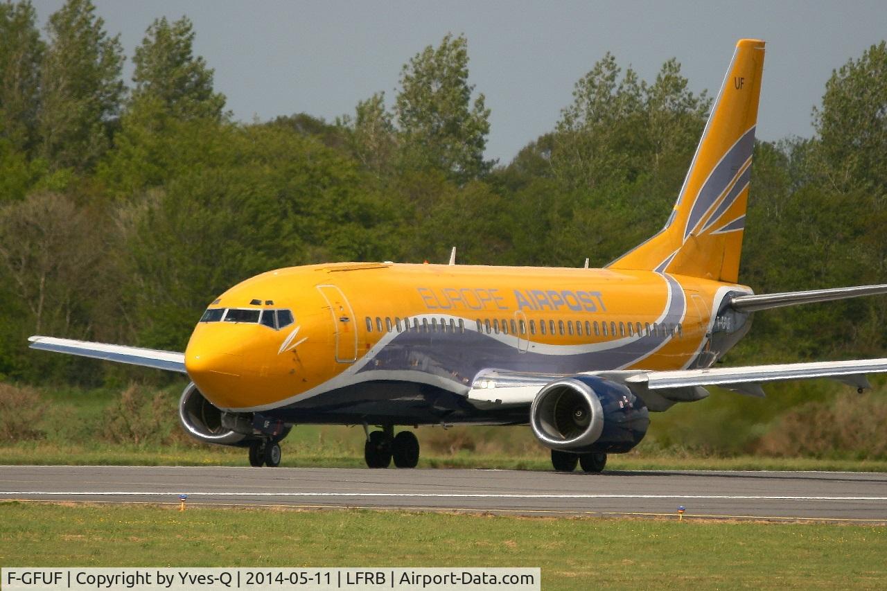 F-GFUF, 1989 Boeing 737-3B3QC C/N 24388, Boeing 737-3B3QC, Holding point rwy 25L, Brest-Bretagne airport (LFRB-BES)