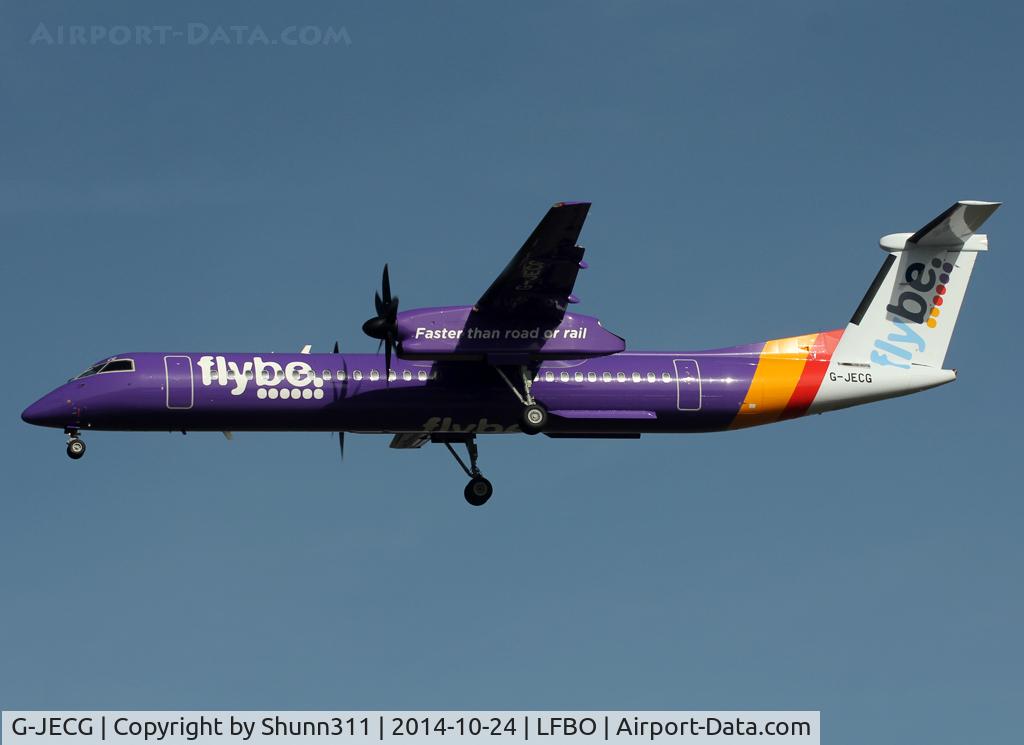 G-JECG, 2004 De Havilland Canada DHC-8-402Q Dash 8 C/N 4098, Landing rwy 32L in new c/s