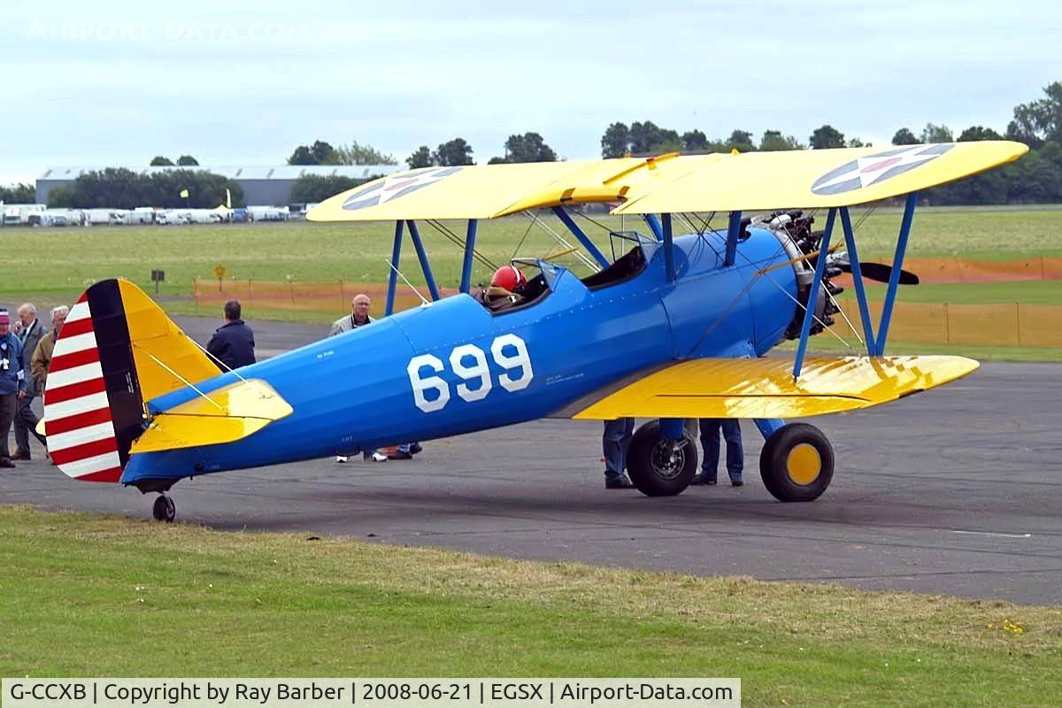 G-CCXB, 1942 Boeing A75L3 C/N 75-7854, Boeing Stearman N2S-3 Kaydet [75-7854] North Weald~G 21/06/2008