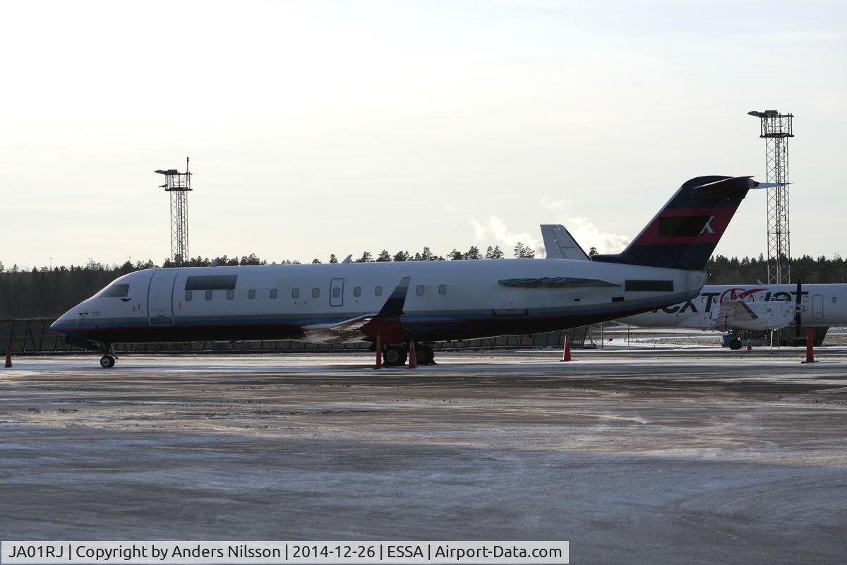 JA01RJ, 1994 Canadair CRJ-100LR (CL-600-2B19) C/N 7052, Titles overpainted and registration overtaped. Awaiting service at Airline Support after end of lease,